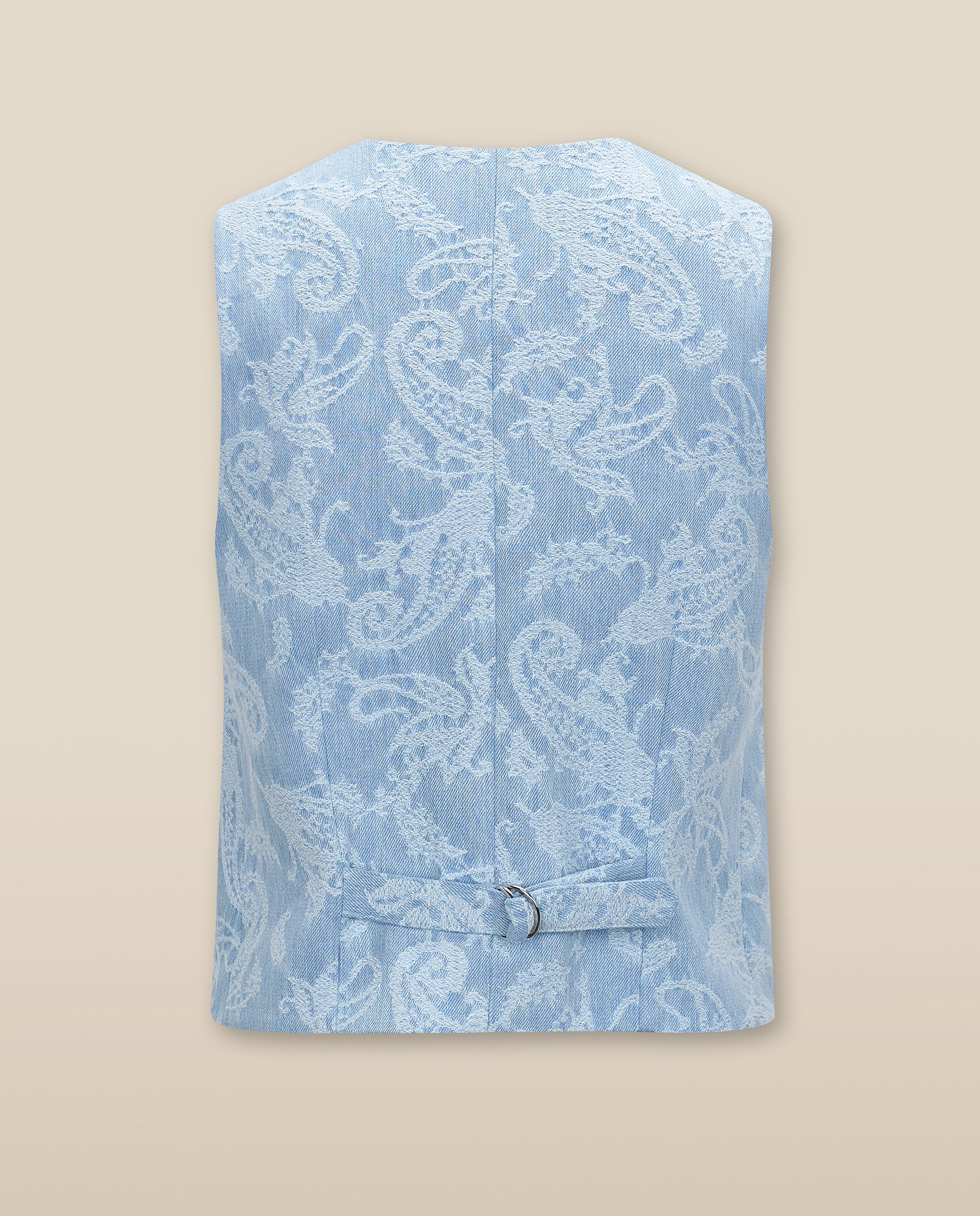AARYA | Pale Denim Blue Paisley Cotton Waistcoat - Image 8