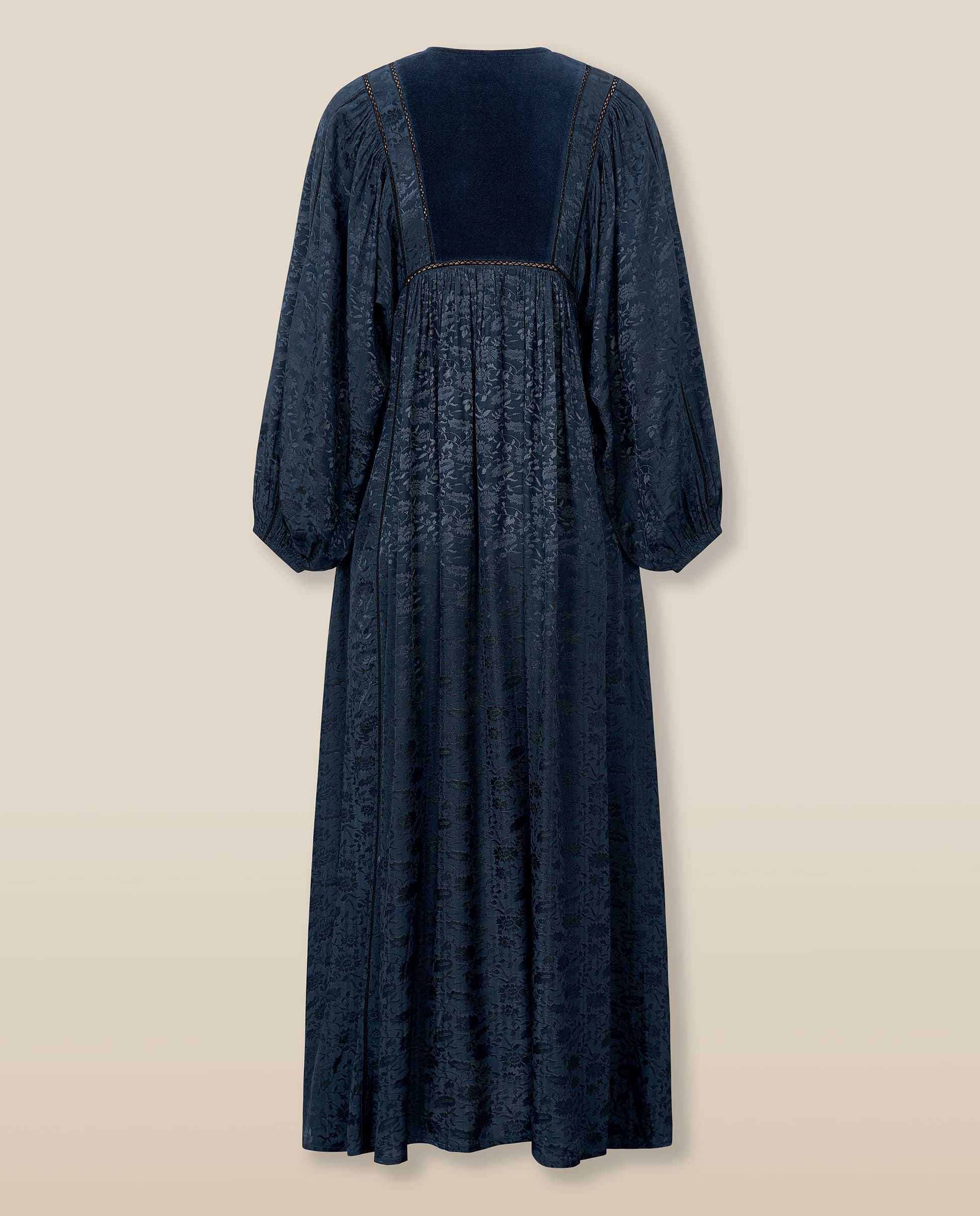 AMAL | Anthracite Embroidered Jacquard Midi Dress - Image 5
