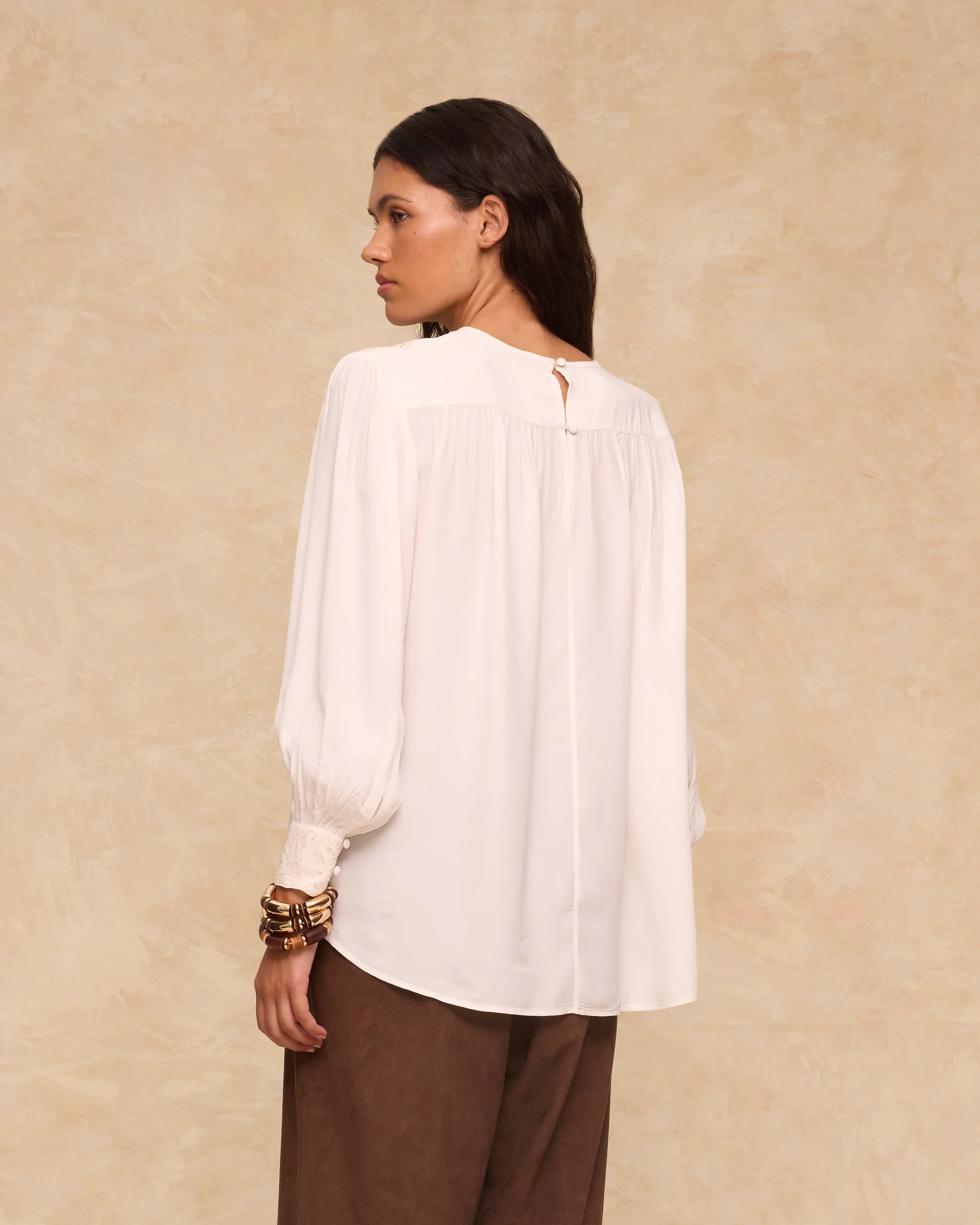 ANIS | White Embroidered Yoke Blouse - Image 4