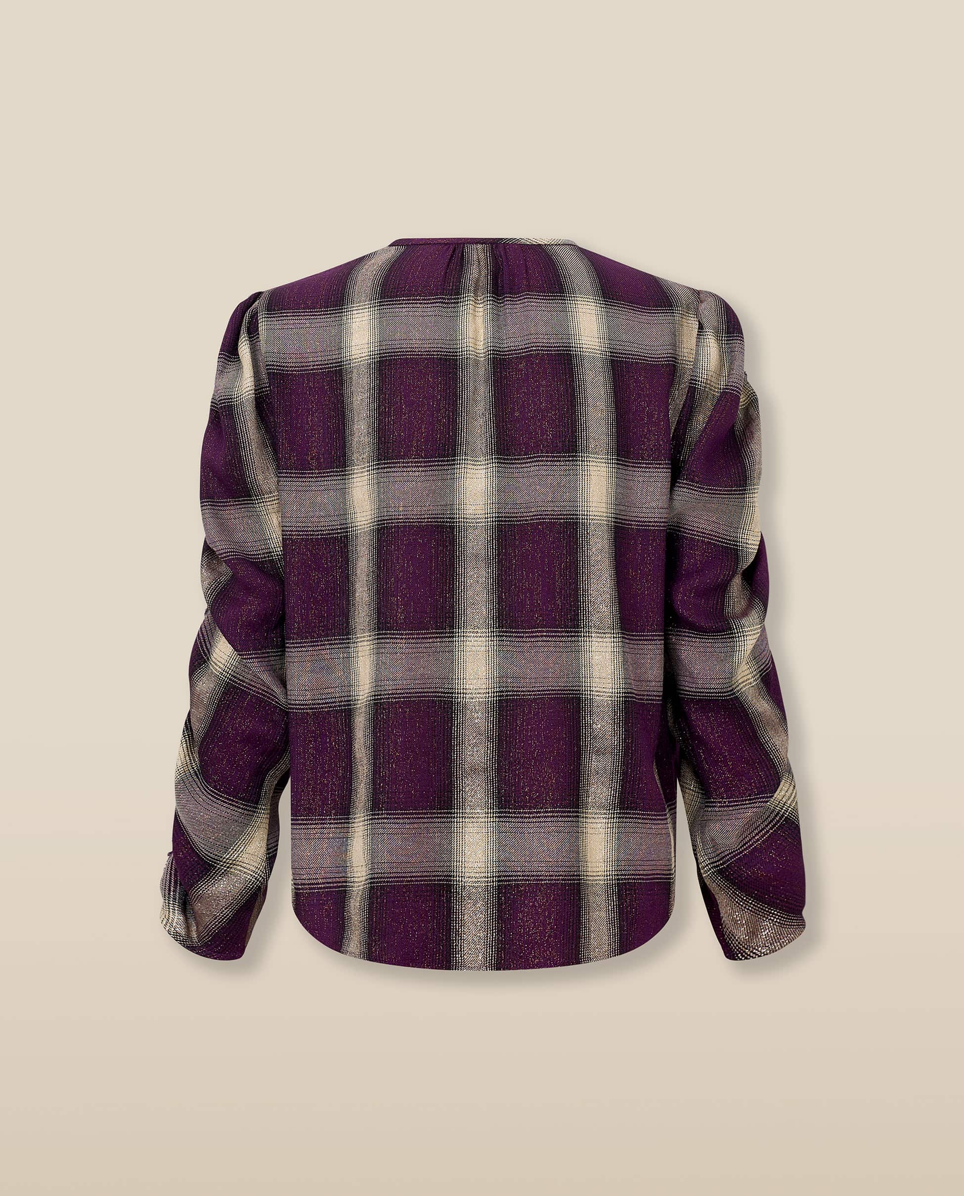 ARIANNE | Aubergine Check Blouse - Image 7