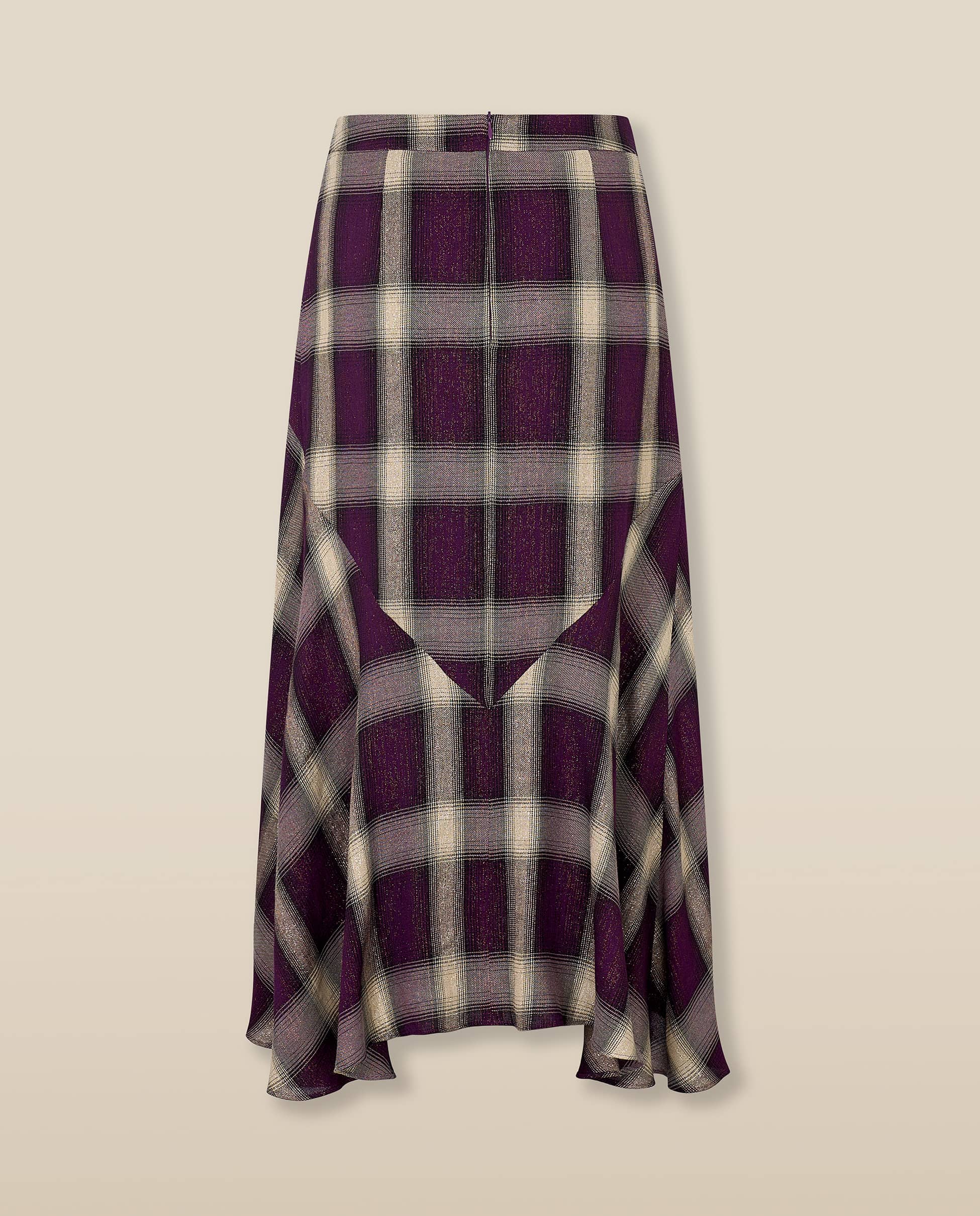 ARIANNE | Aubergine Check Midi Skirt - Image 6