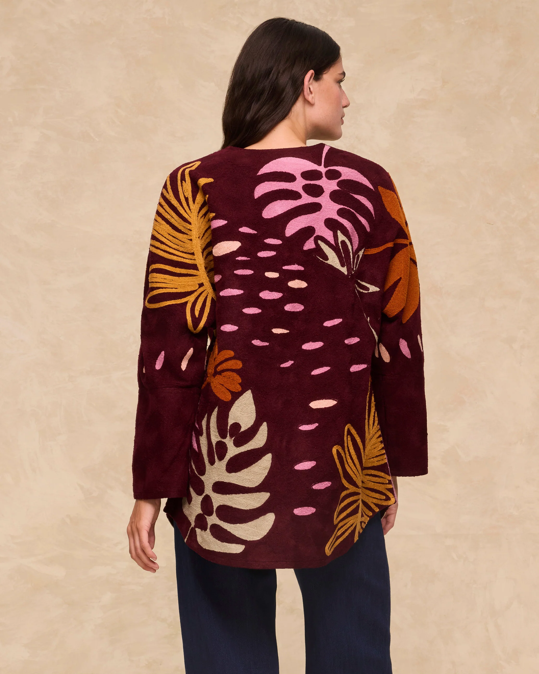ARRECIFE | Burgundy Embroidered Cotton Coat - Image 6