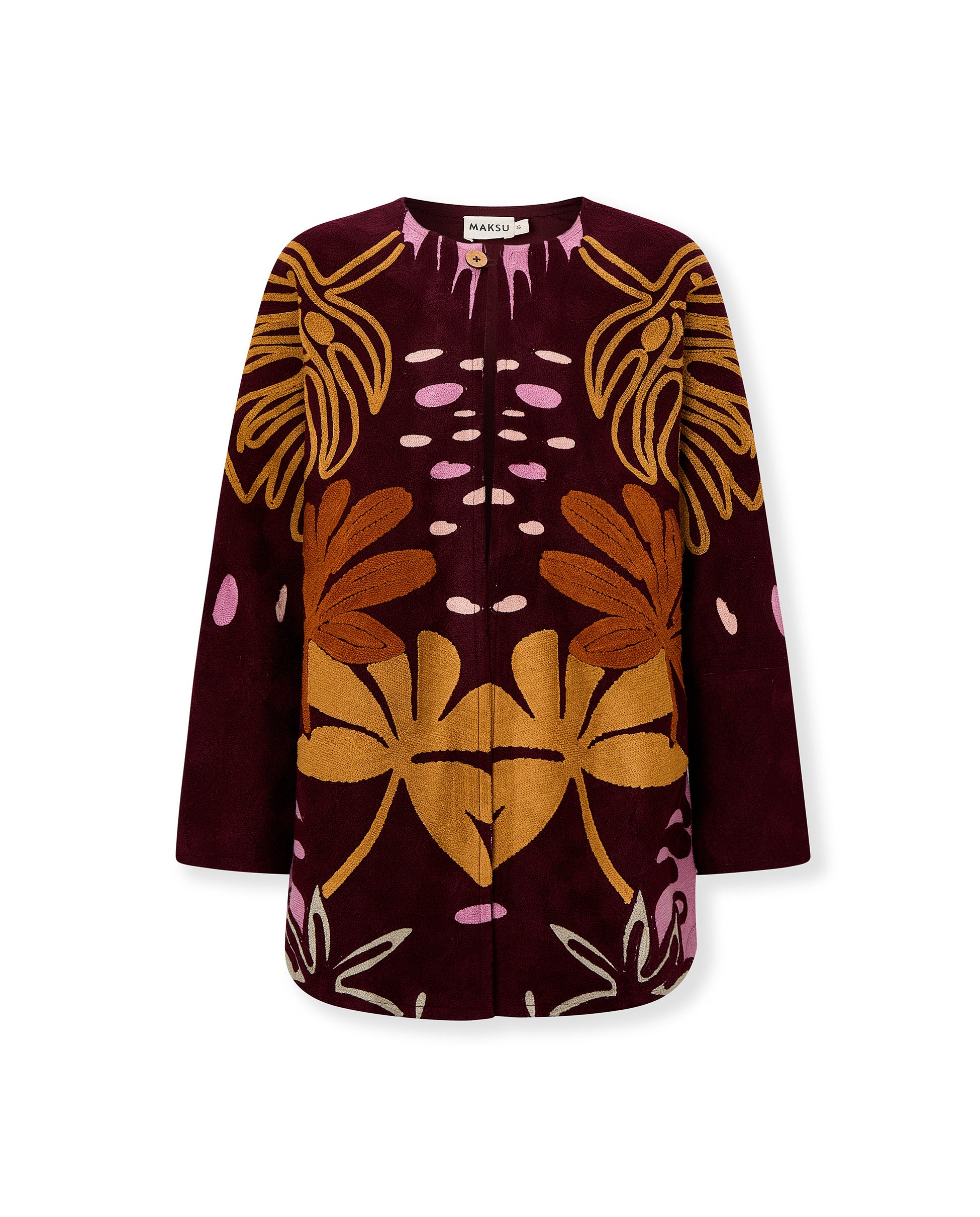 ARRECIFE | Burgundy Embroidered Cotton Coat - Image 7