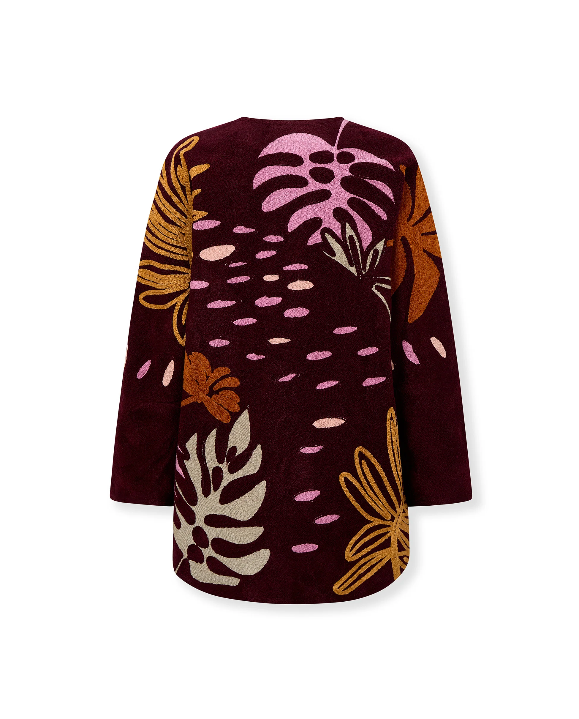 ARRECIFE | Burgundy Embroidered Cotton Coat - Image 8