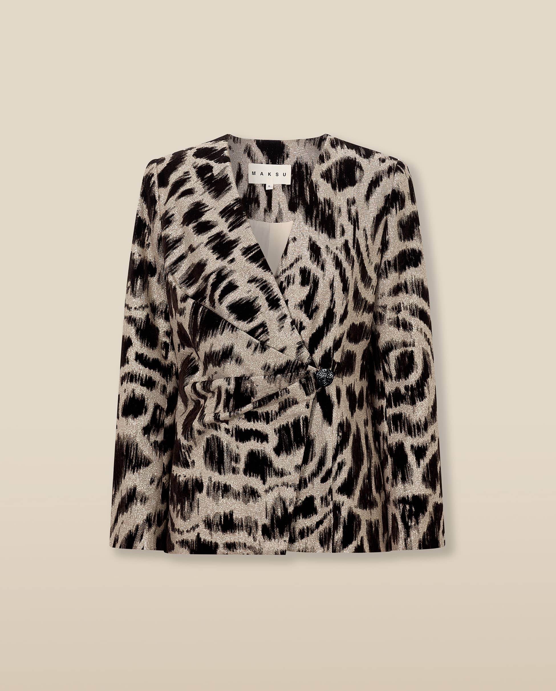 BEDUINA | Gold Jacquard Leopard Print Blazer - Image 5
