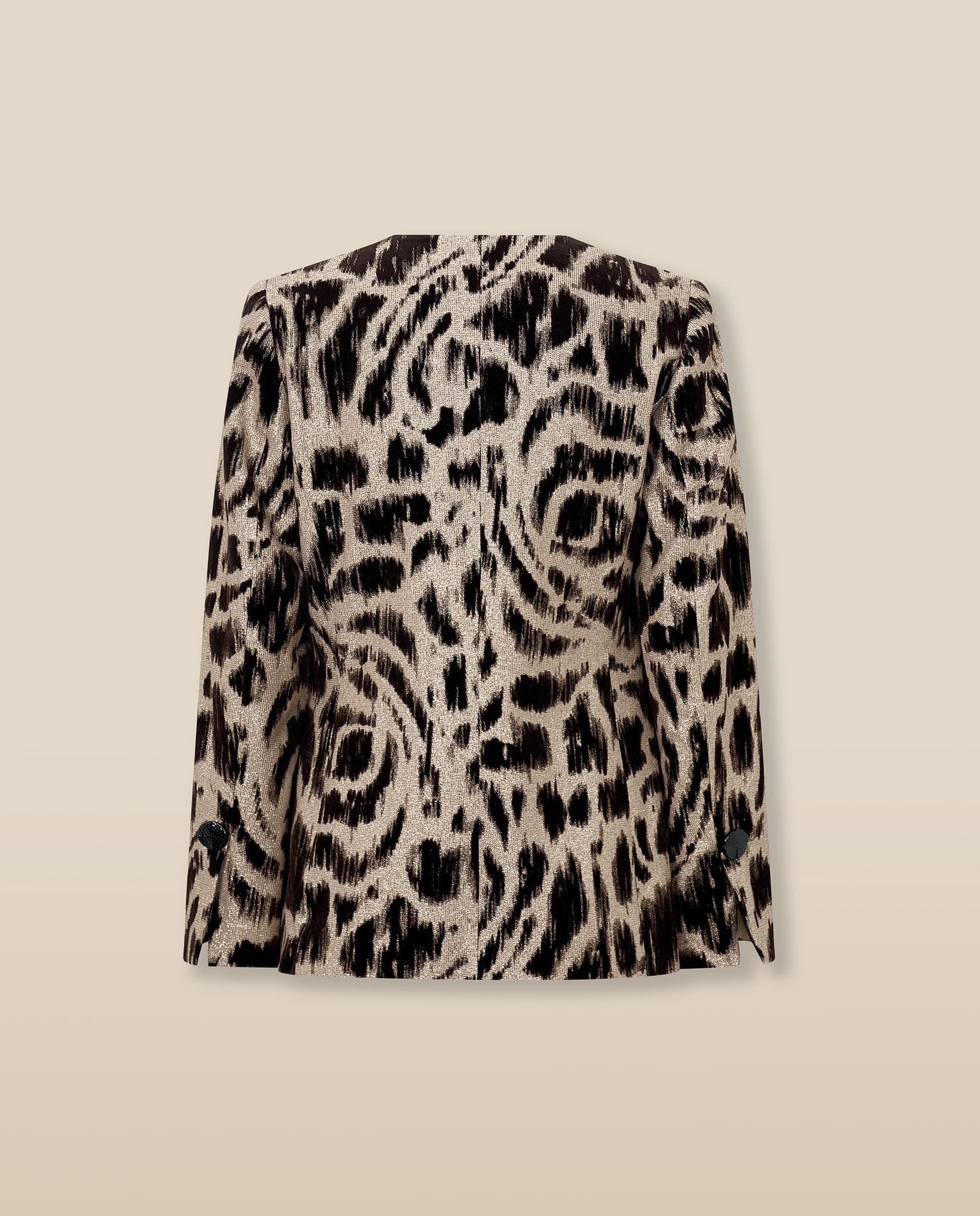 BEDUINA | Gold Jacquard Leopard Print Blazer - Image 6