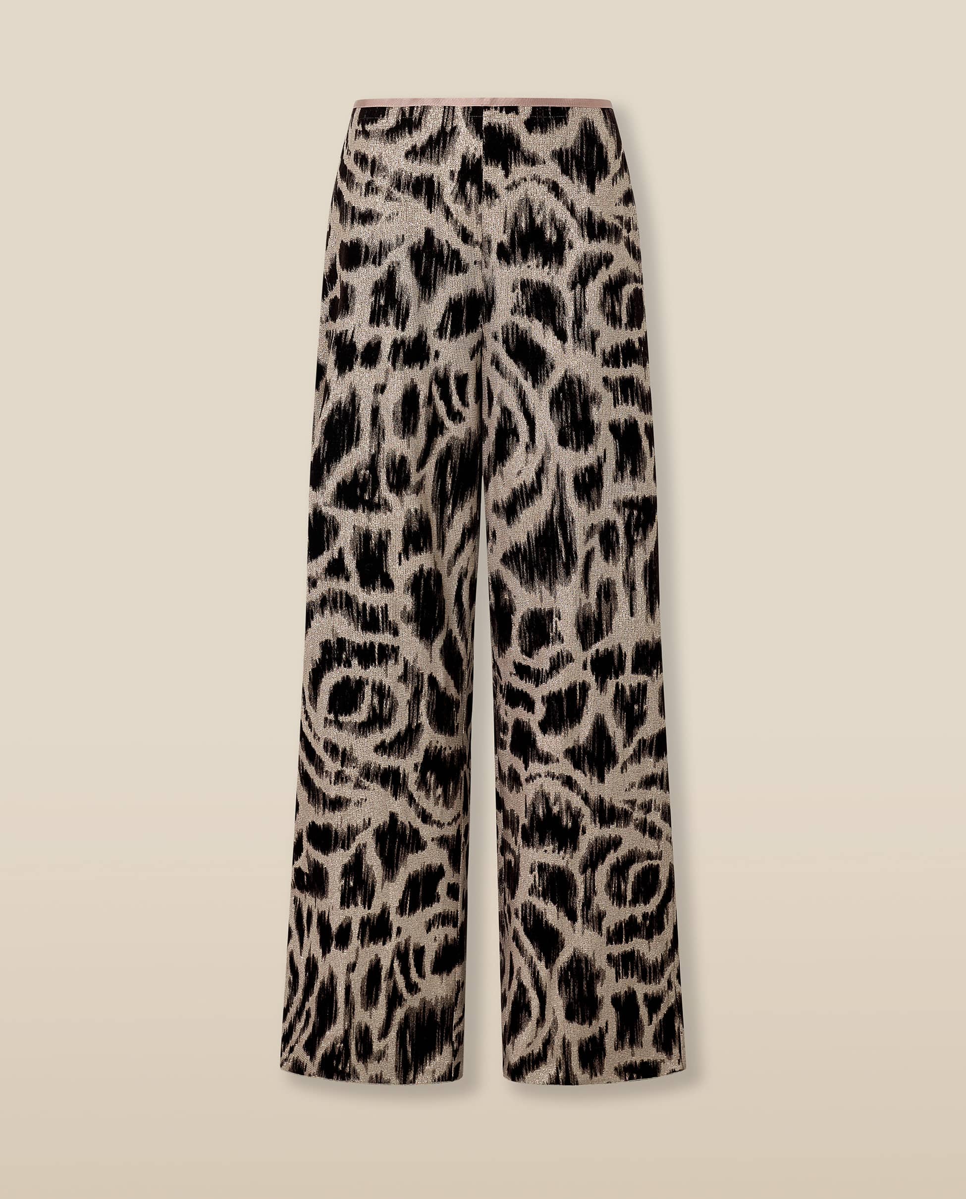 BEDUINA | Gold Leopard Jacquard Wide-Leg Trousers - Image 5