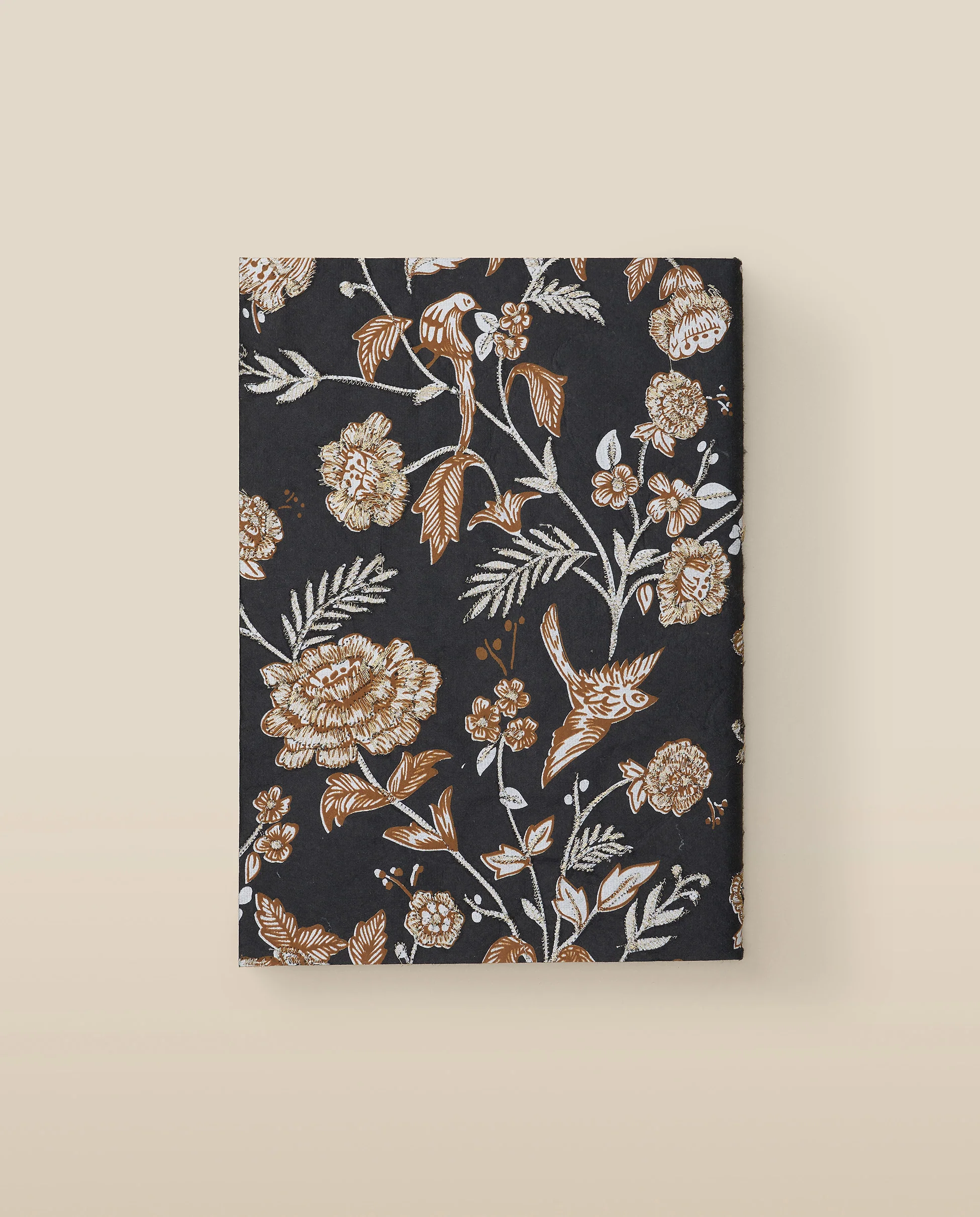 Black Floral Embroidered Softbound Notebook - Image 3
