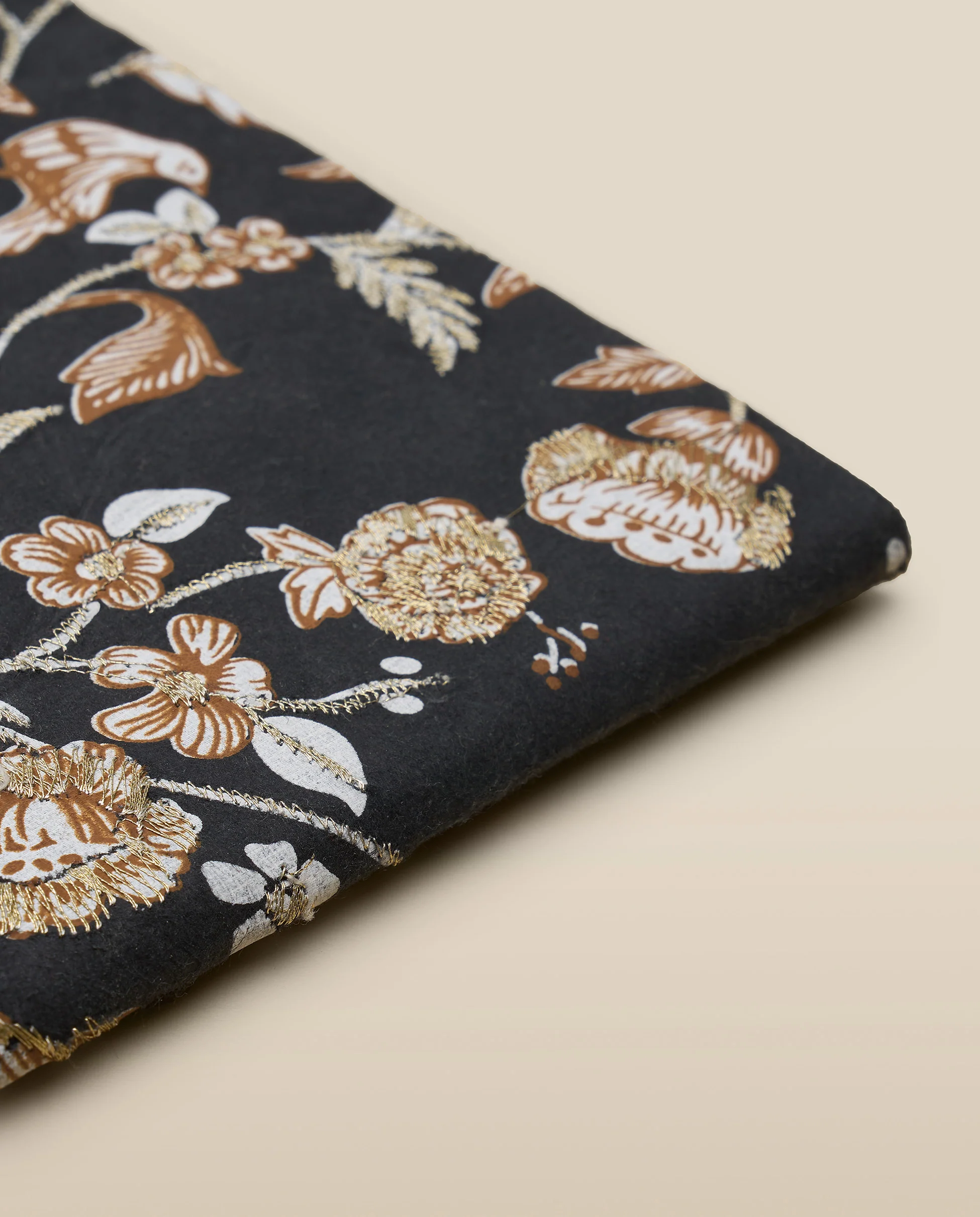 Black Floral Embroidered Softbound Notebook - Image 4