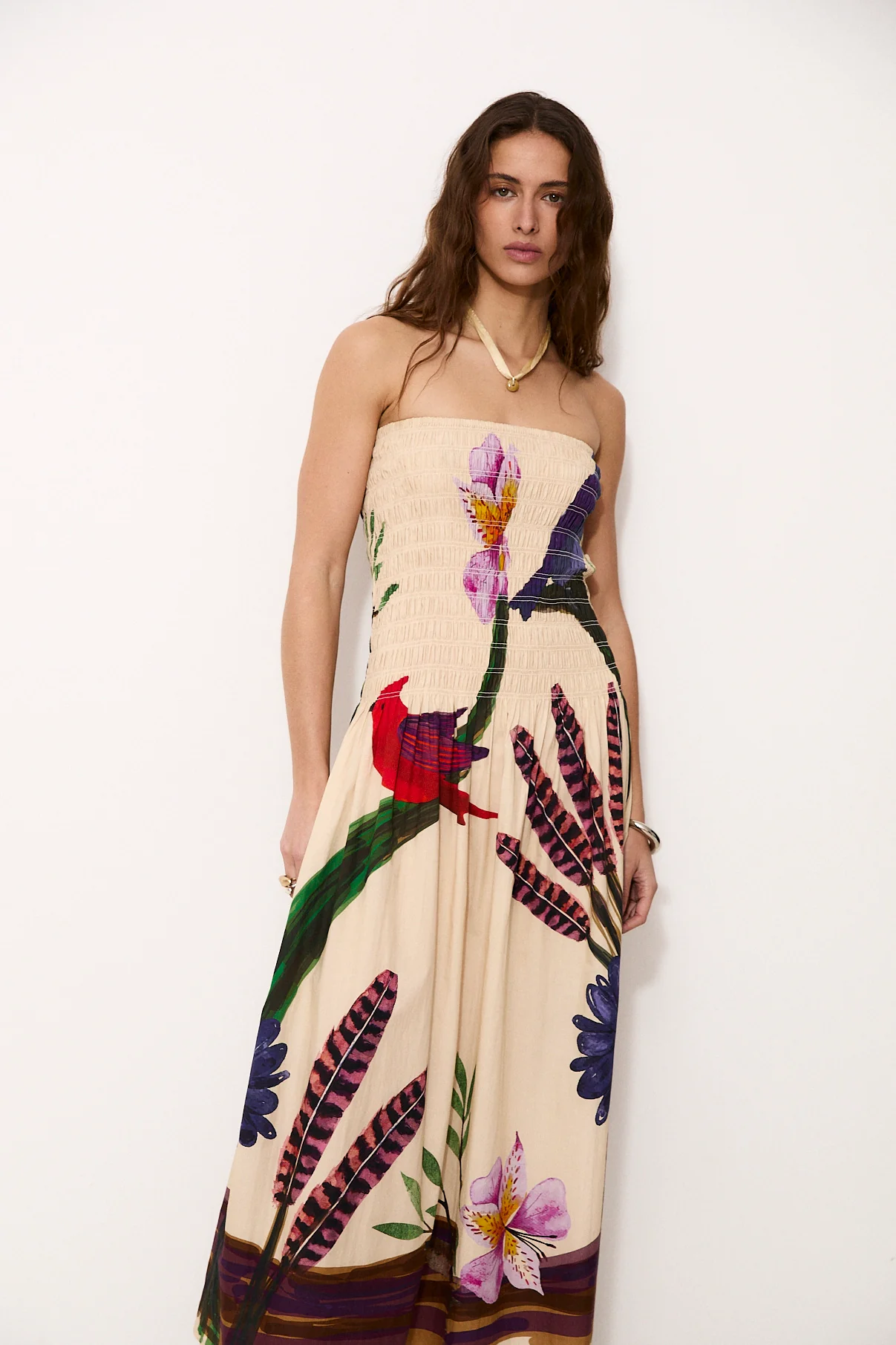 BLOOMFLIGHT | 100% Cotton Strapless Midi Dress - Image 2