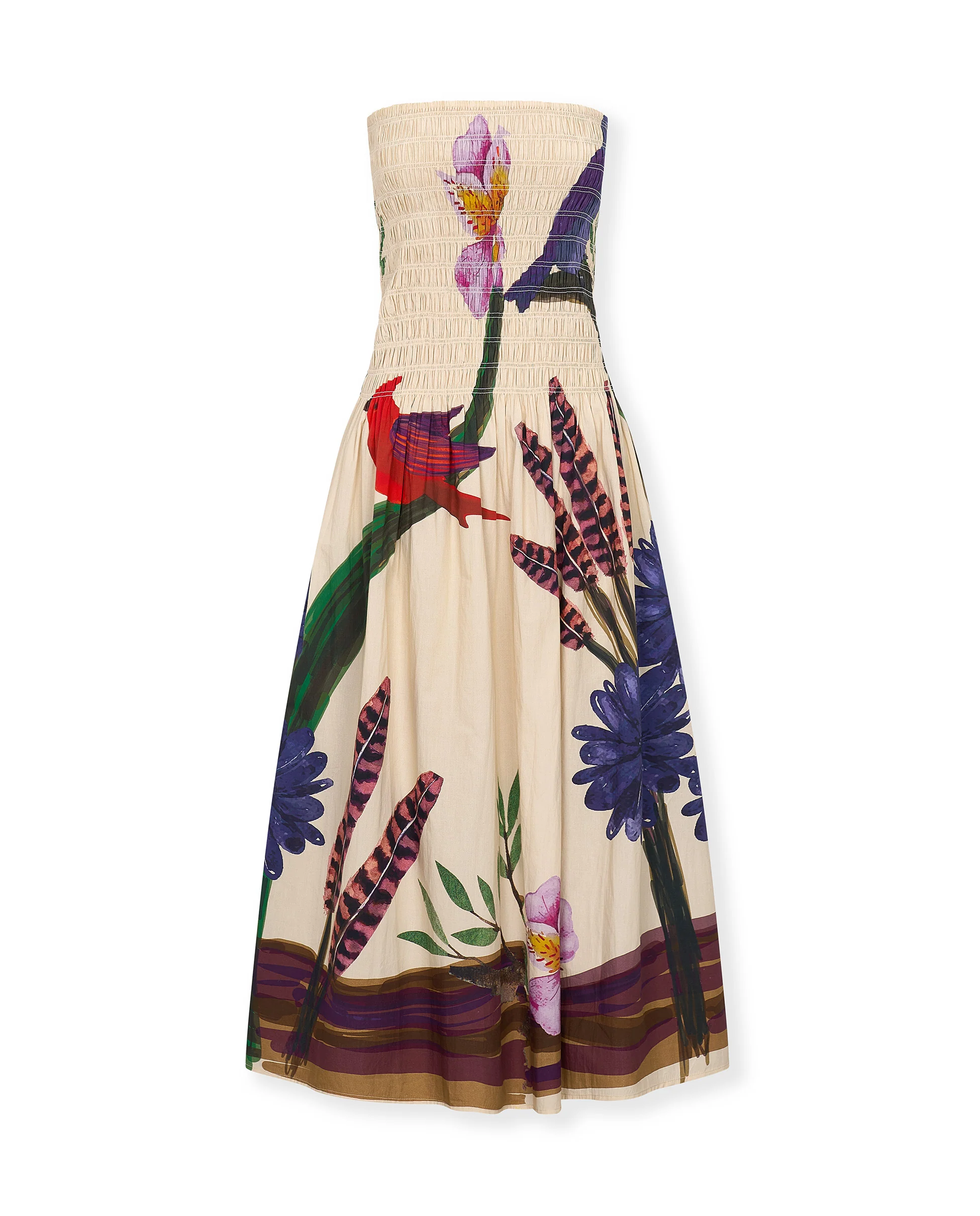 BLOOMFLIGHT | 100% Cotton Strapless Midi Dress - Image 5