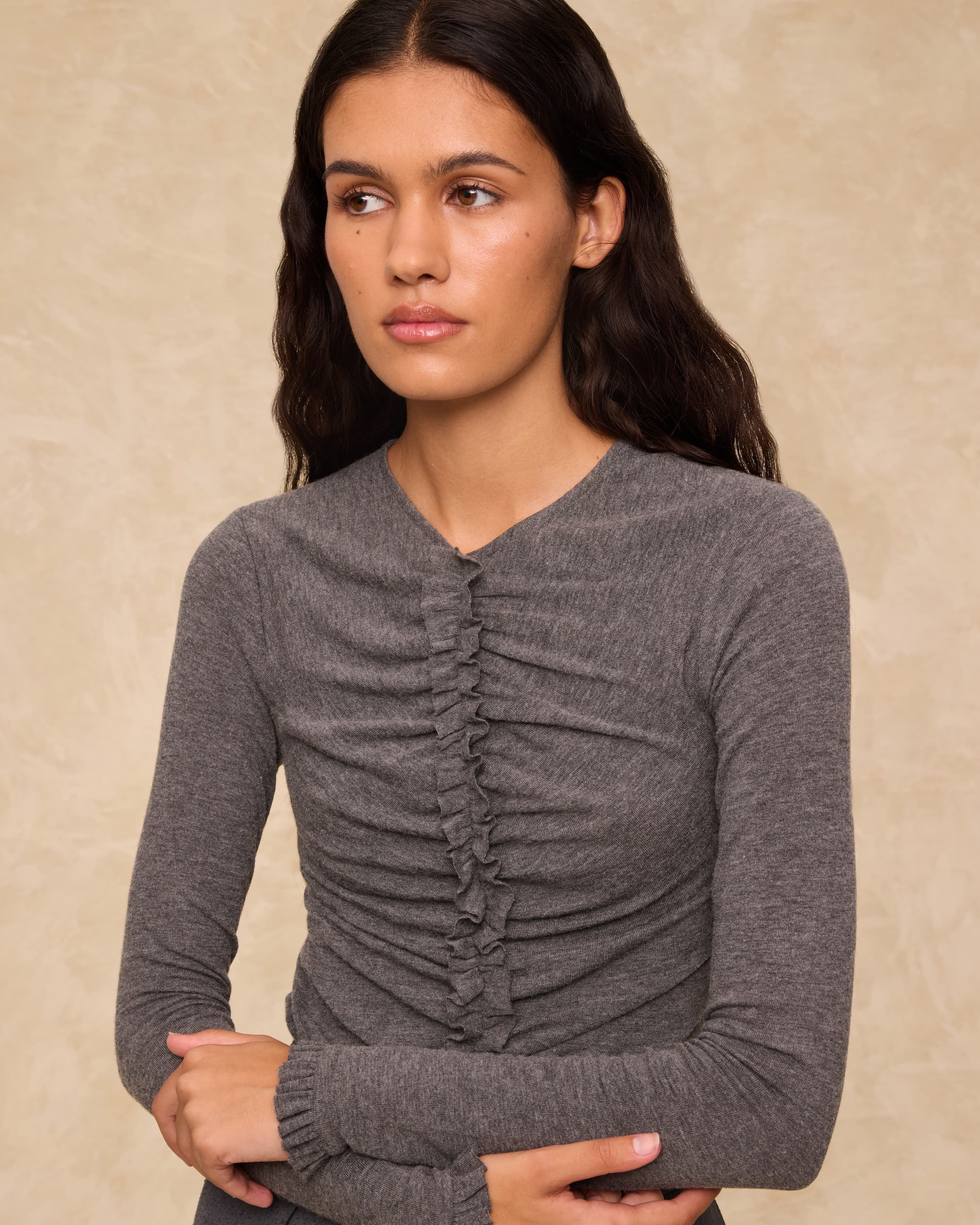 BOBY | Grey Jersey Long Sleeve Top - Image 3