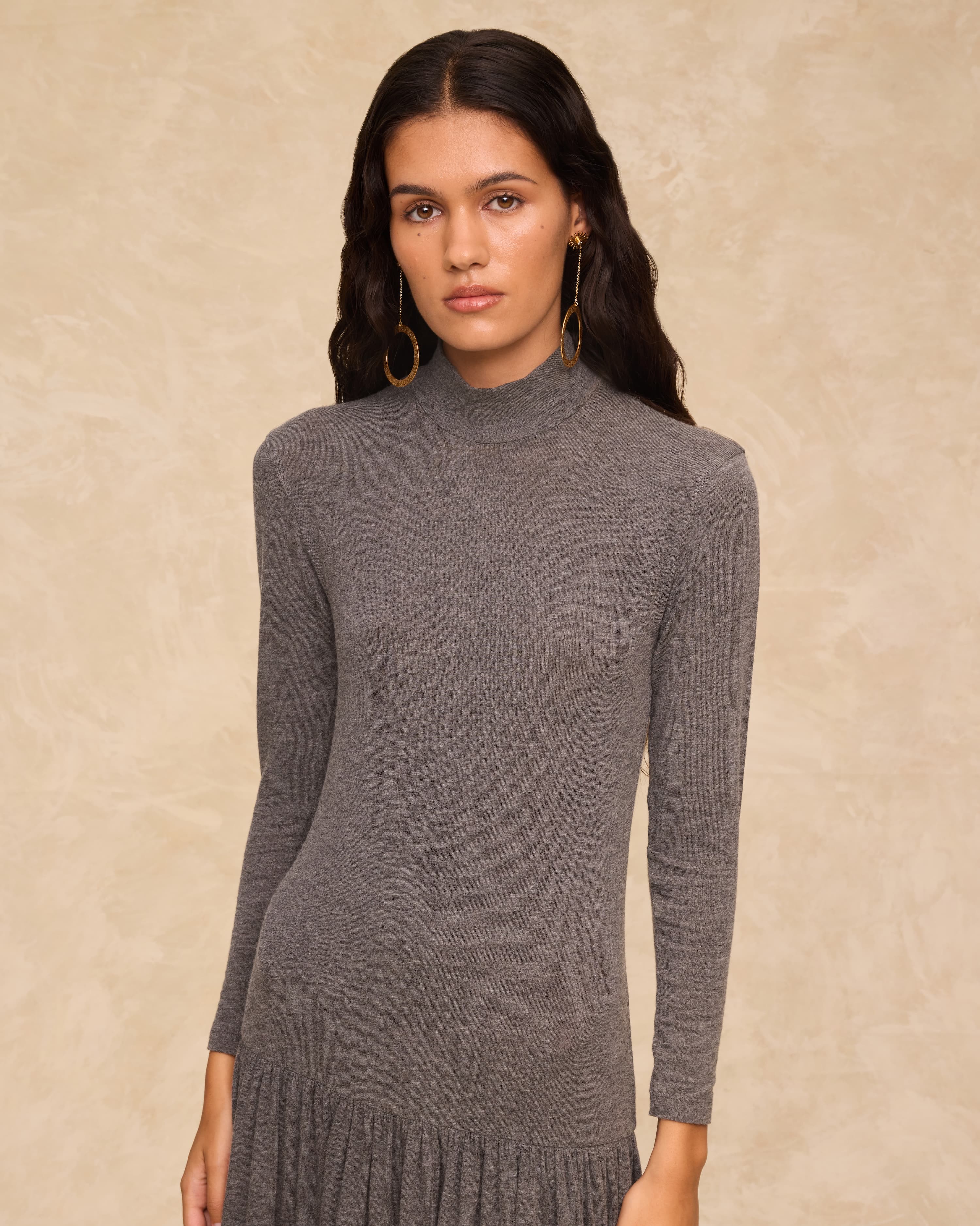 BOBY | Grey Jersey Midi Dress - Image 3
