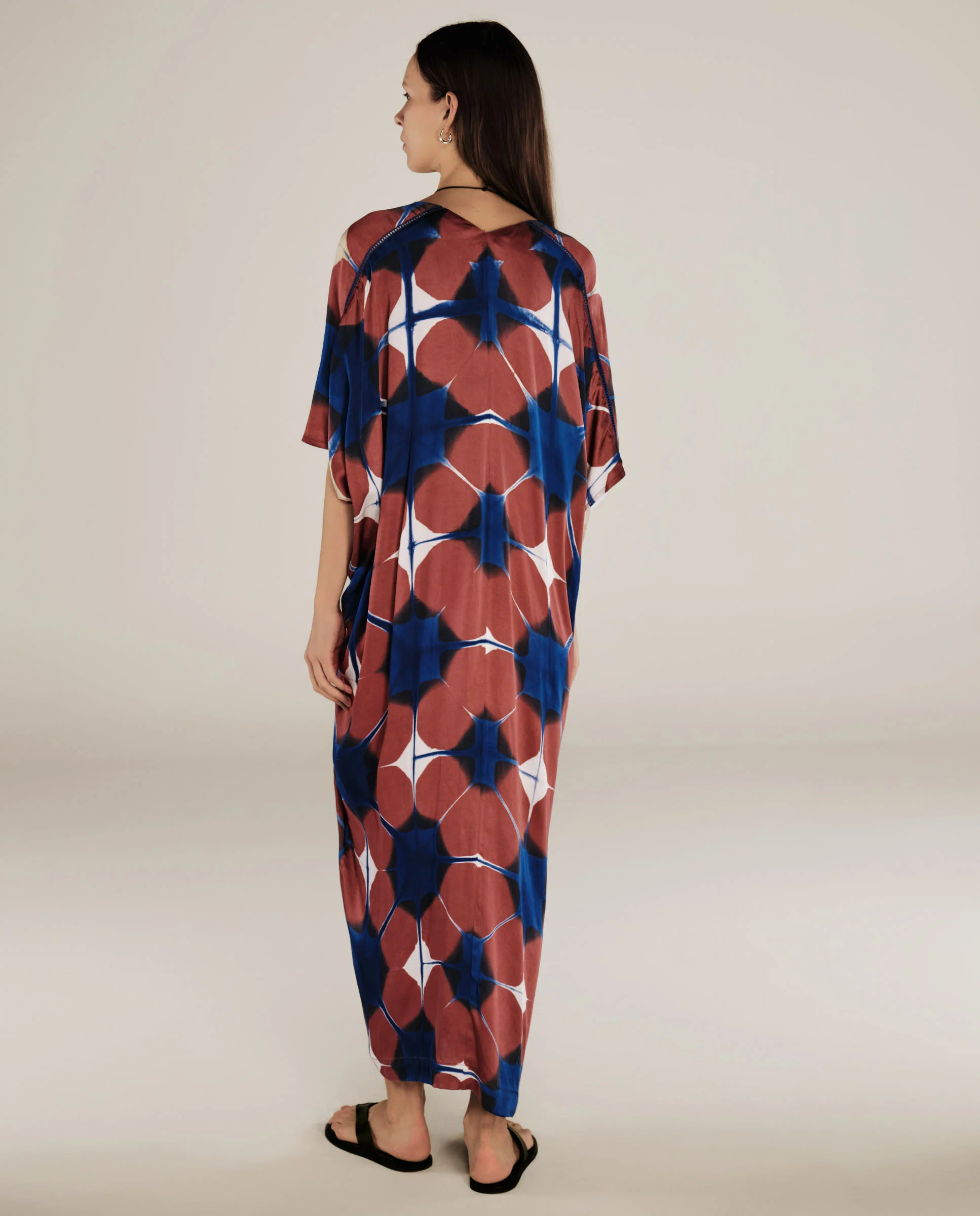 BRUNA | Blue & Burgundy Gathered Detail Tunic - Image 4