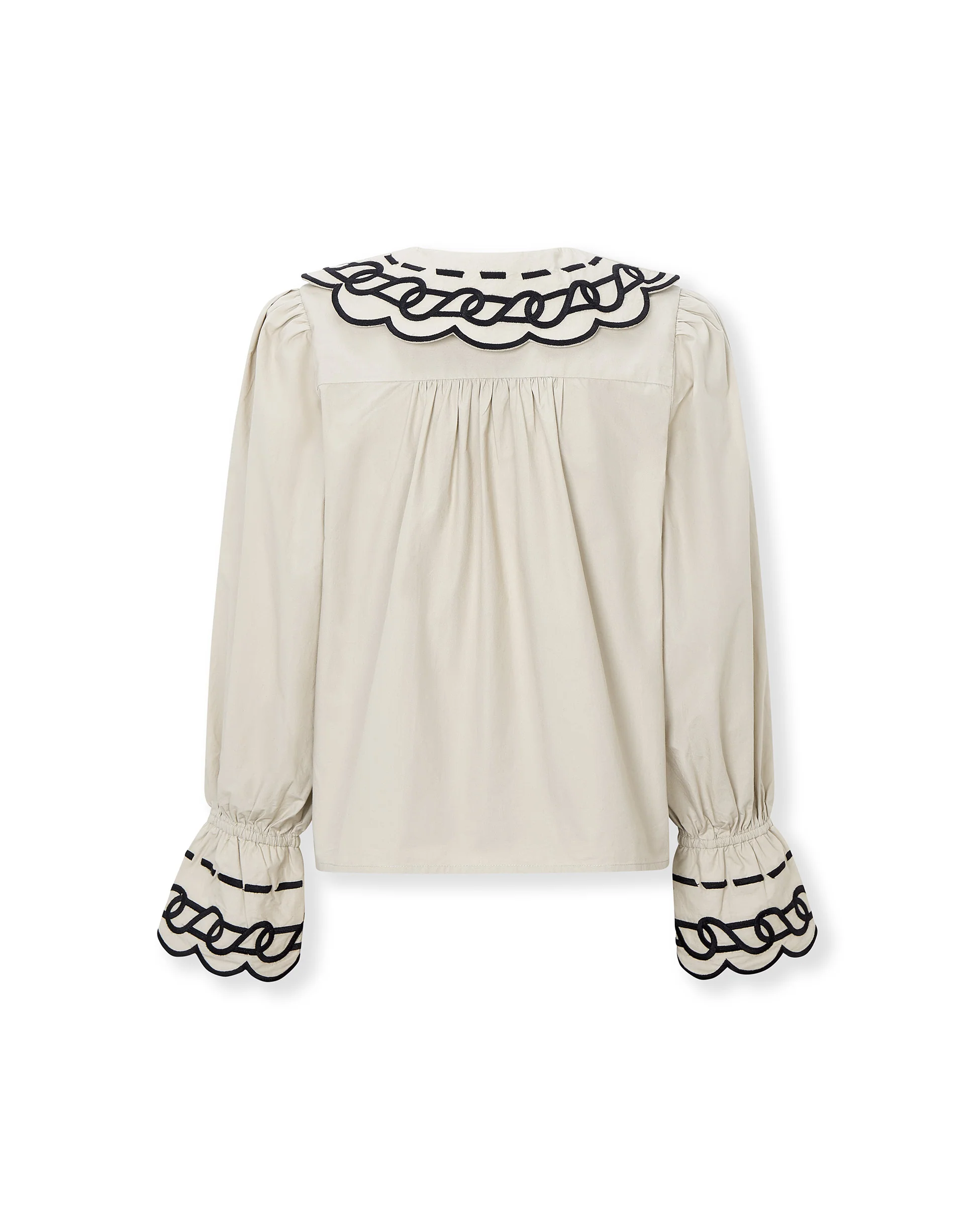 BRUNELLA | Light Camel Embroidered Cotton Blouse - Image 7