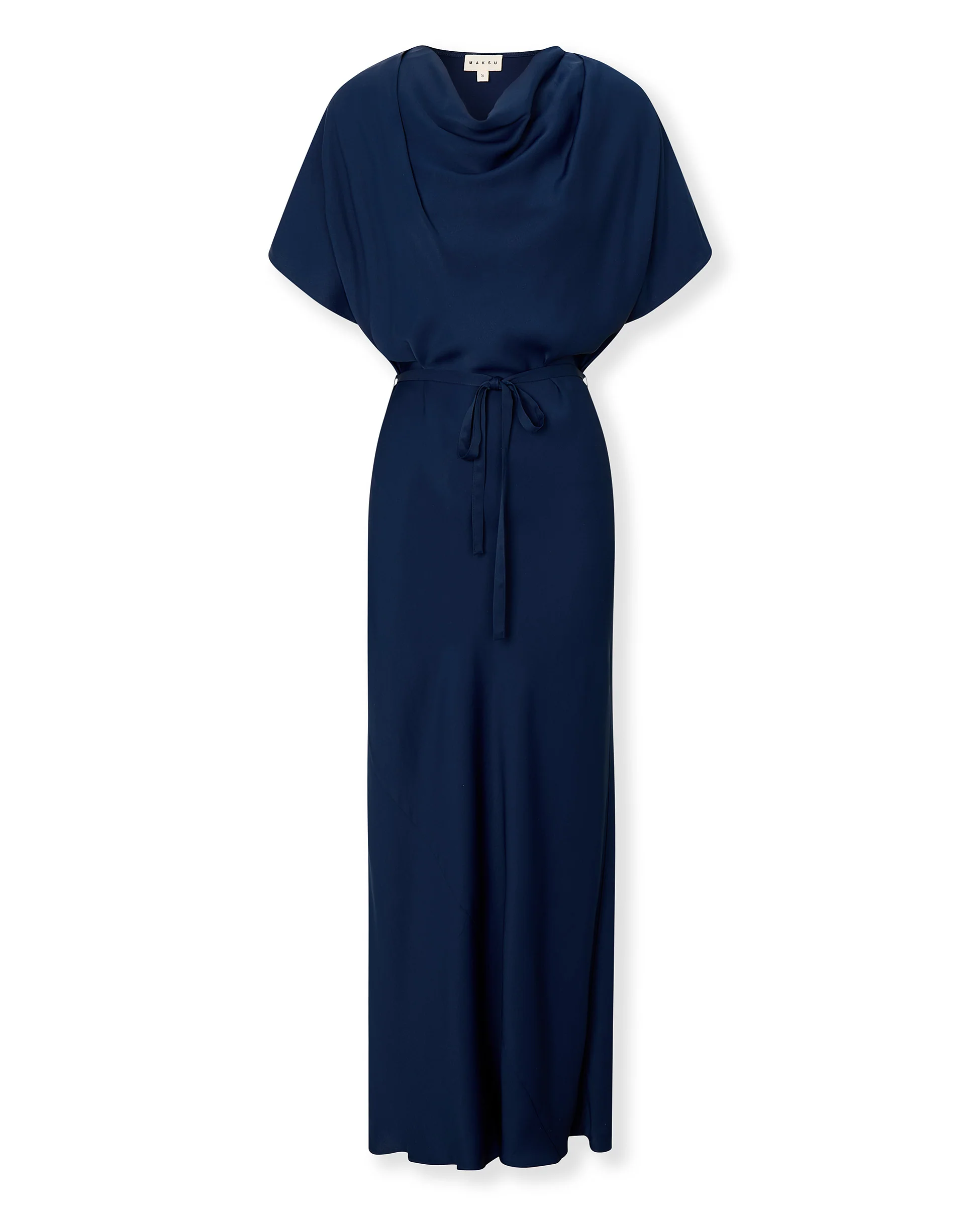 CAPRI | Deep Navy Satin Maxi Dress - Image 6