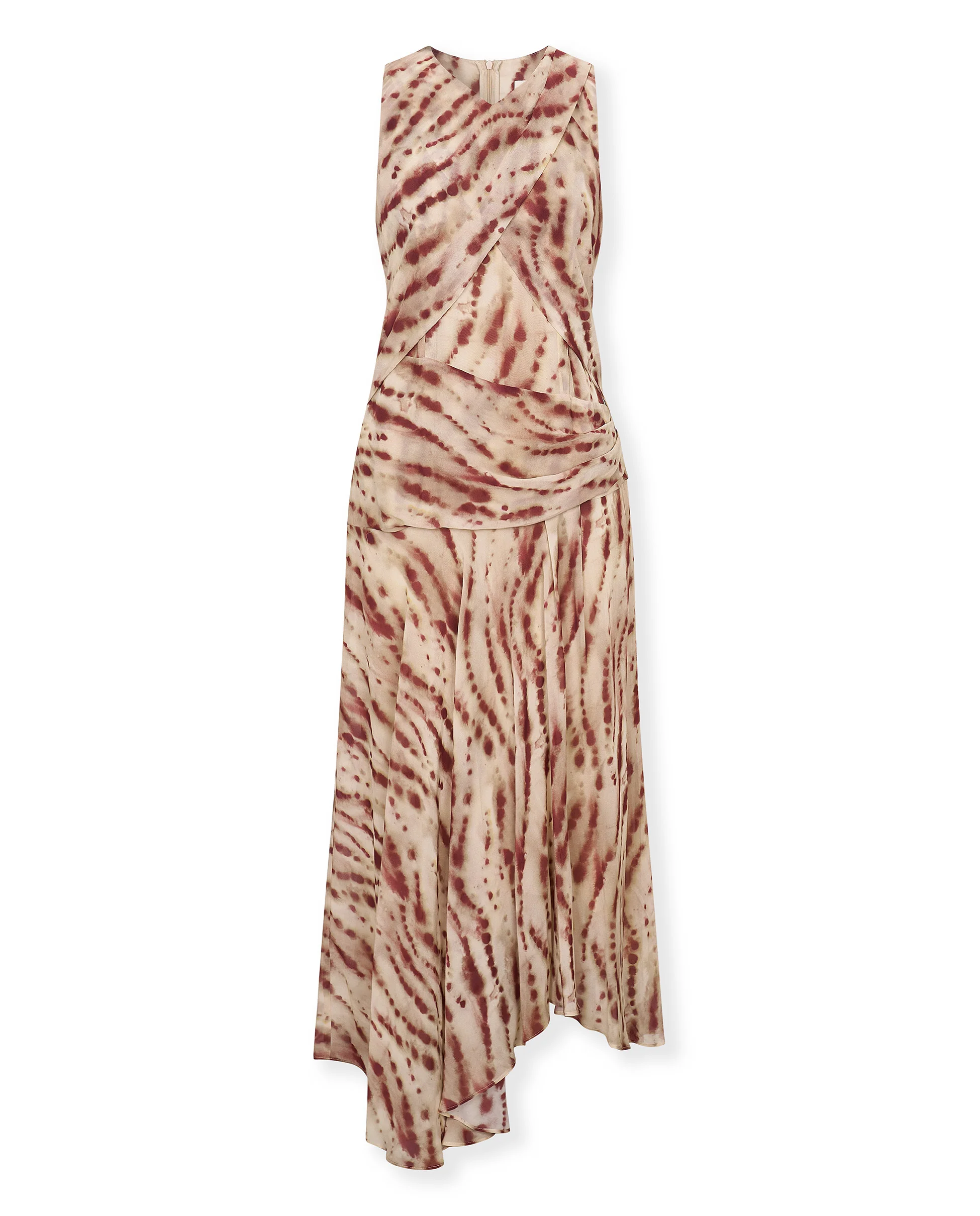 CAROLINA | Beige and Red Italian Fabric Dress - Image 6