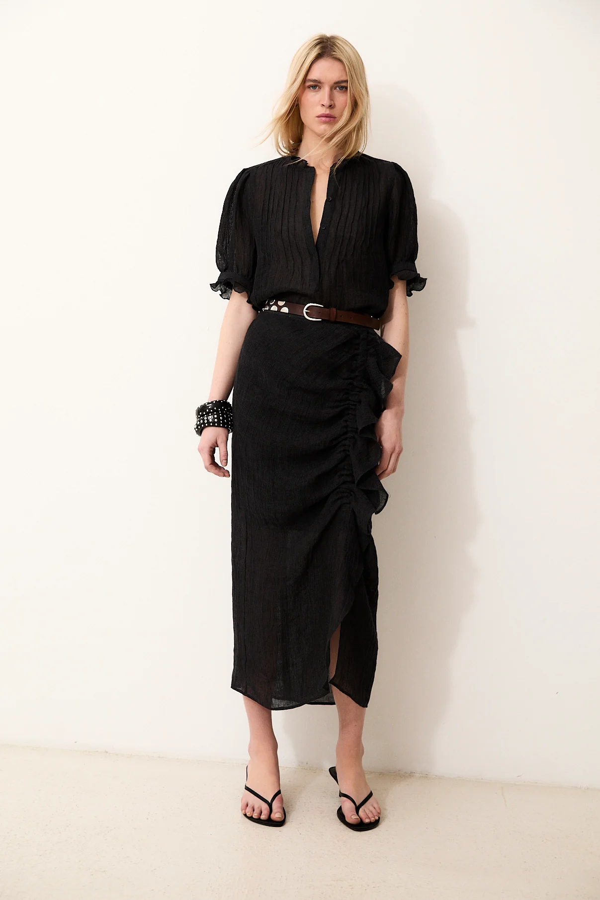 CATALINA | Black Italian Linen Skirt - Image 3