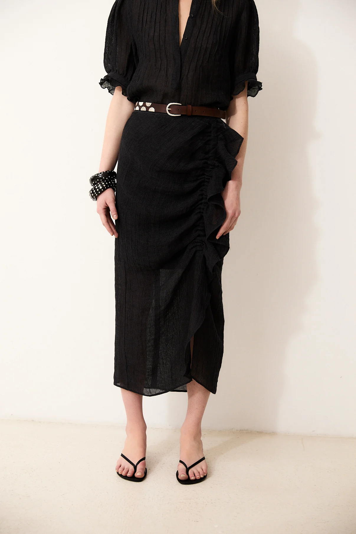 CATALINA | Black Italian Linen Skirt - Image 4