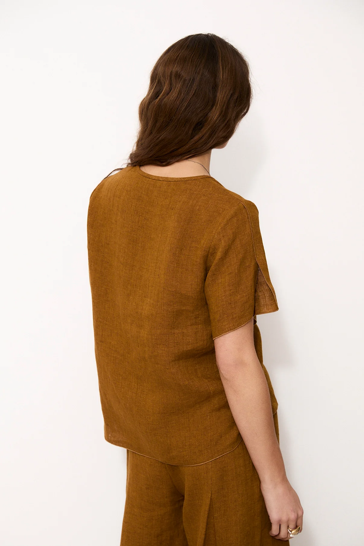 CAVERNI | 100% Linen camel Top - Image 3
