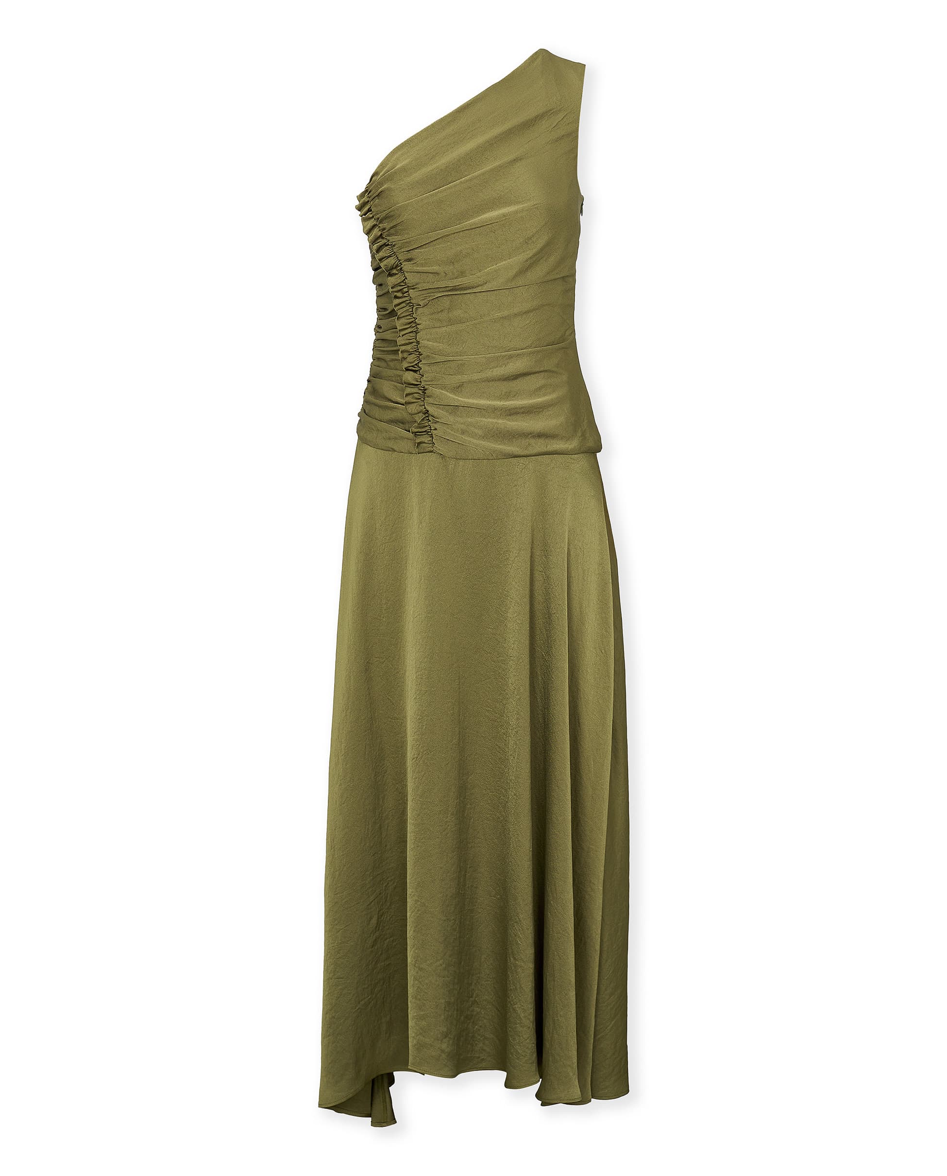 CELIA | One-Shoulder Khaki Midi Dress - Image 7