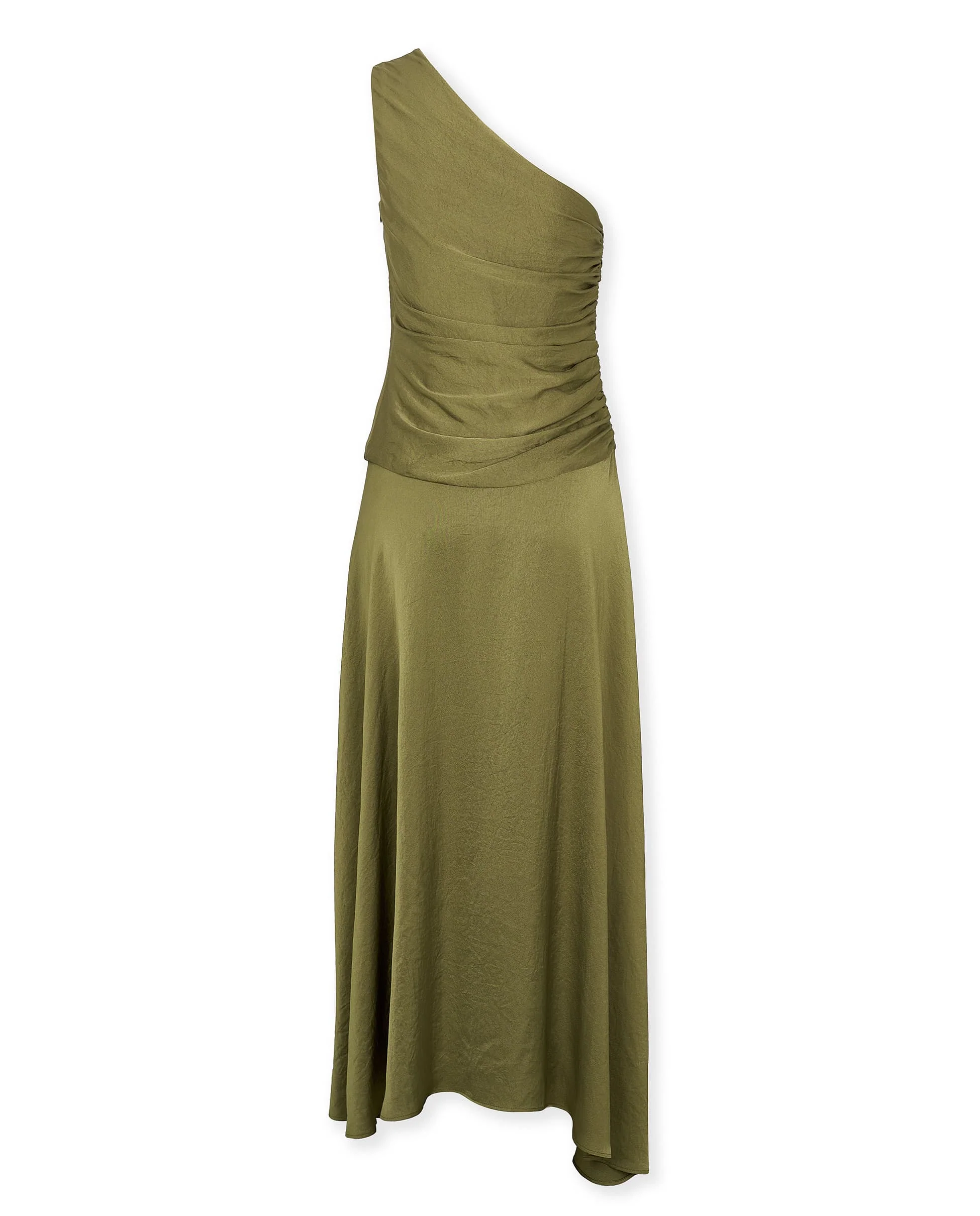 CELIA | One-Shoulder Khaki Midi Dress - Image 8