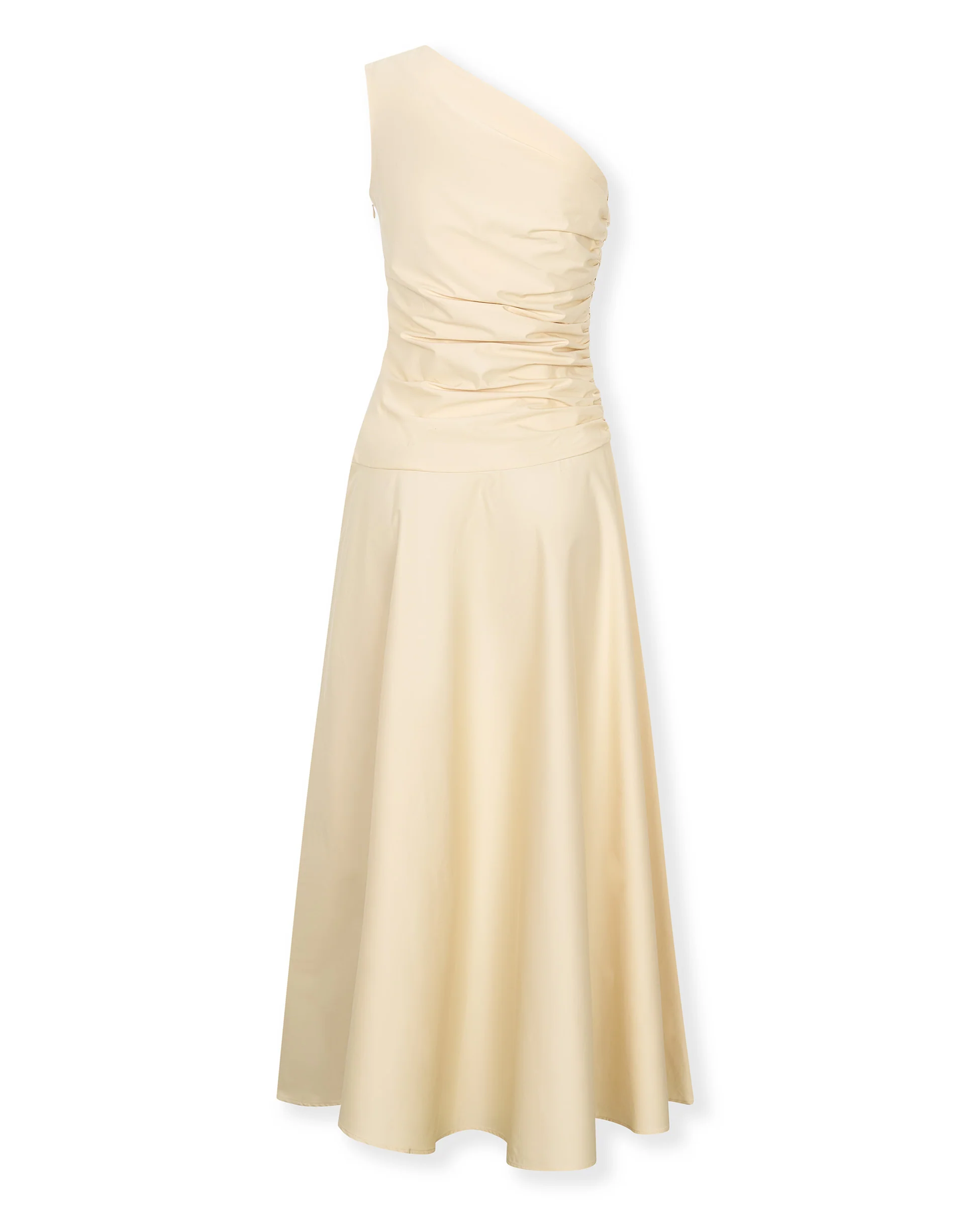 CELIA | One-Shoulder Ecru Cotton Midi Dress - Image 6