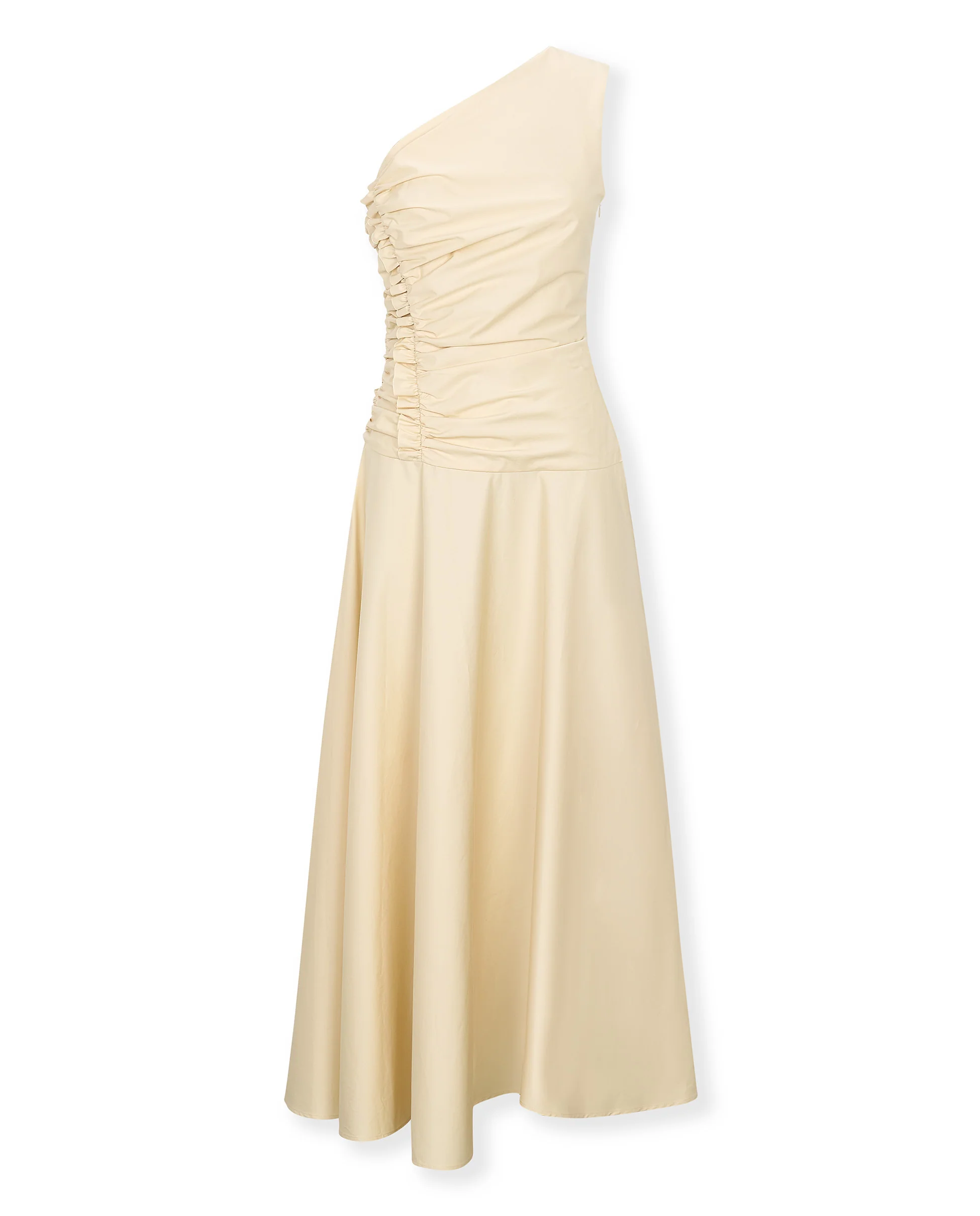 CELIA | One-Shoulder Ecru Cotton Midi Dress - Image 7