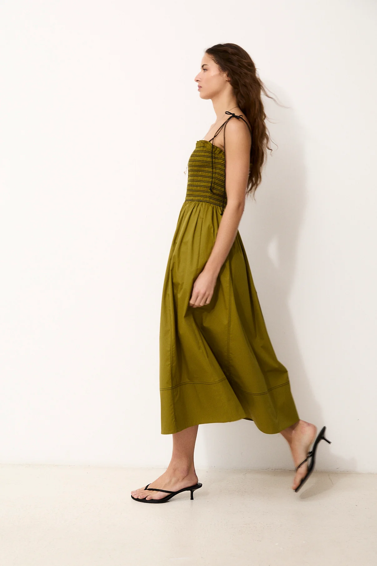 CELIN | Cotton Green Midi Dress - Image 3