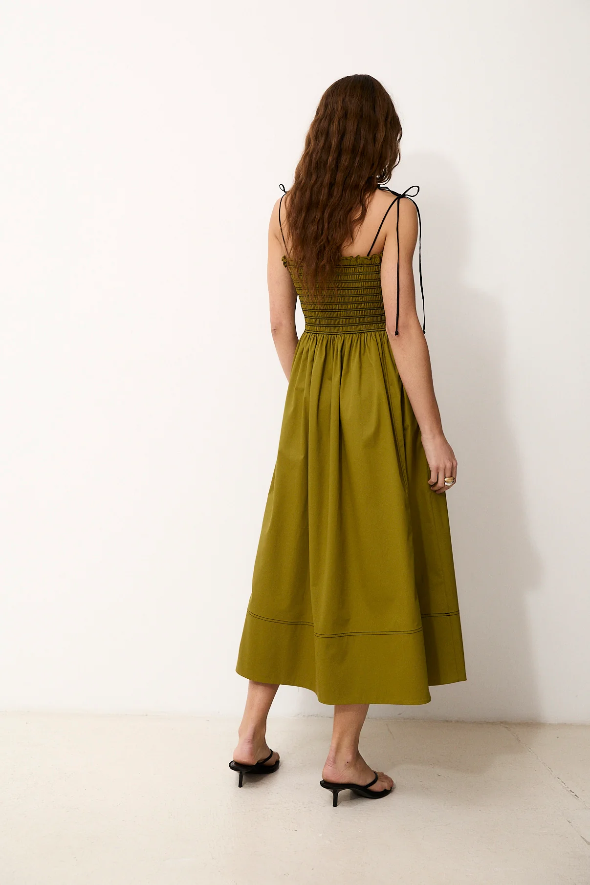 CELIN | Cotton Green Midi Dress - Image 4