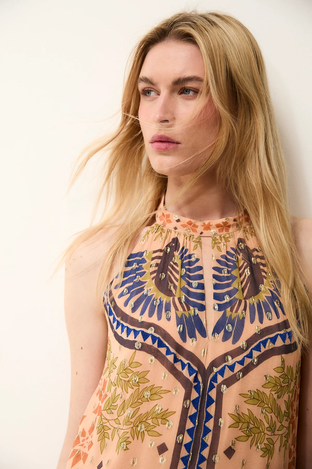CHELSEA | Hand-Embroidered Halter Midi Dress - Image 2