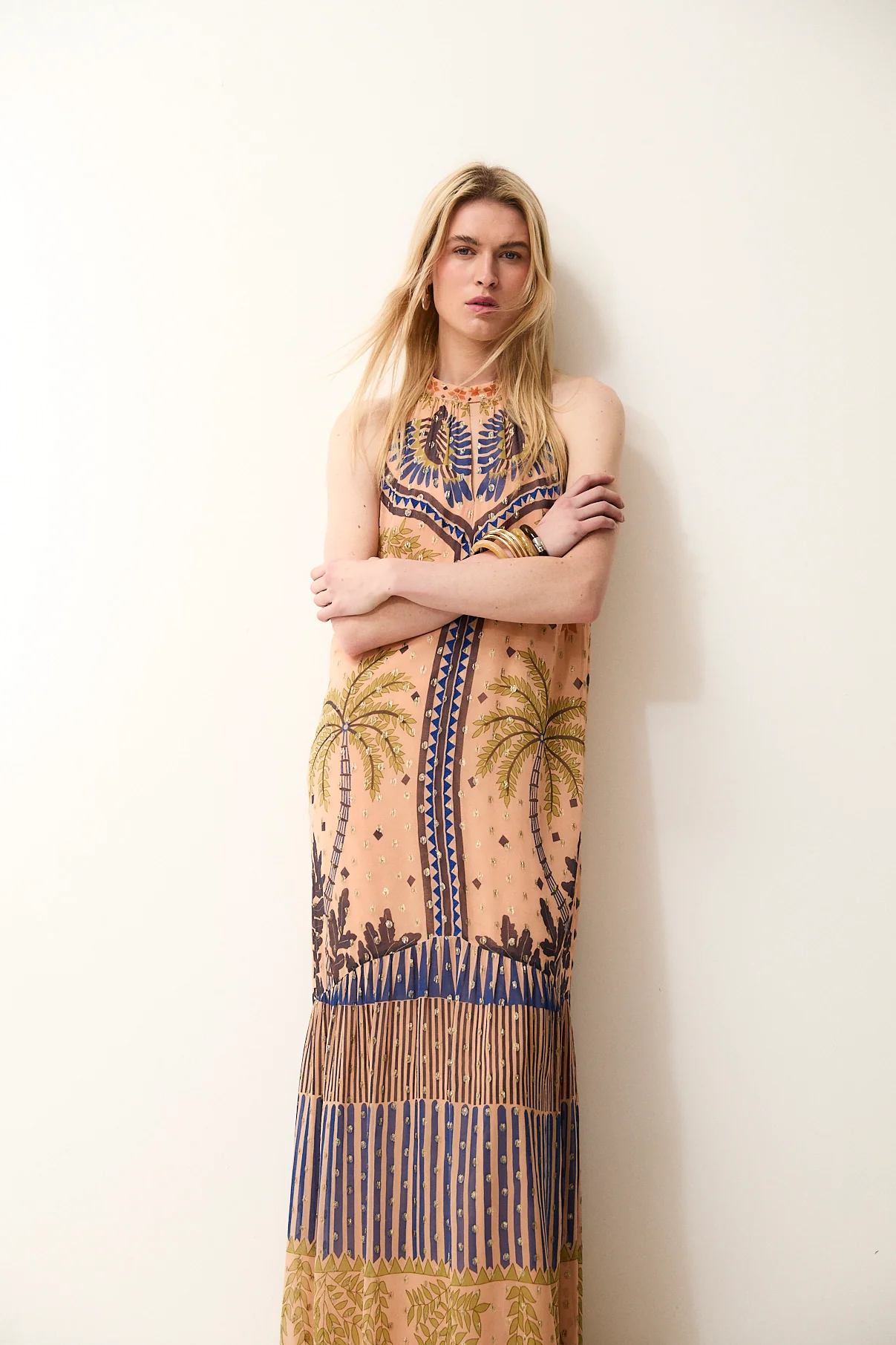 CHELSEA | Hand-Embroidered Halter Midi Dress - Image 3