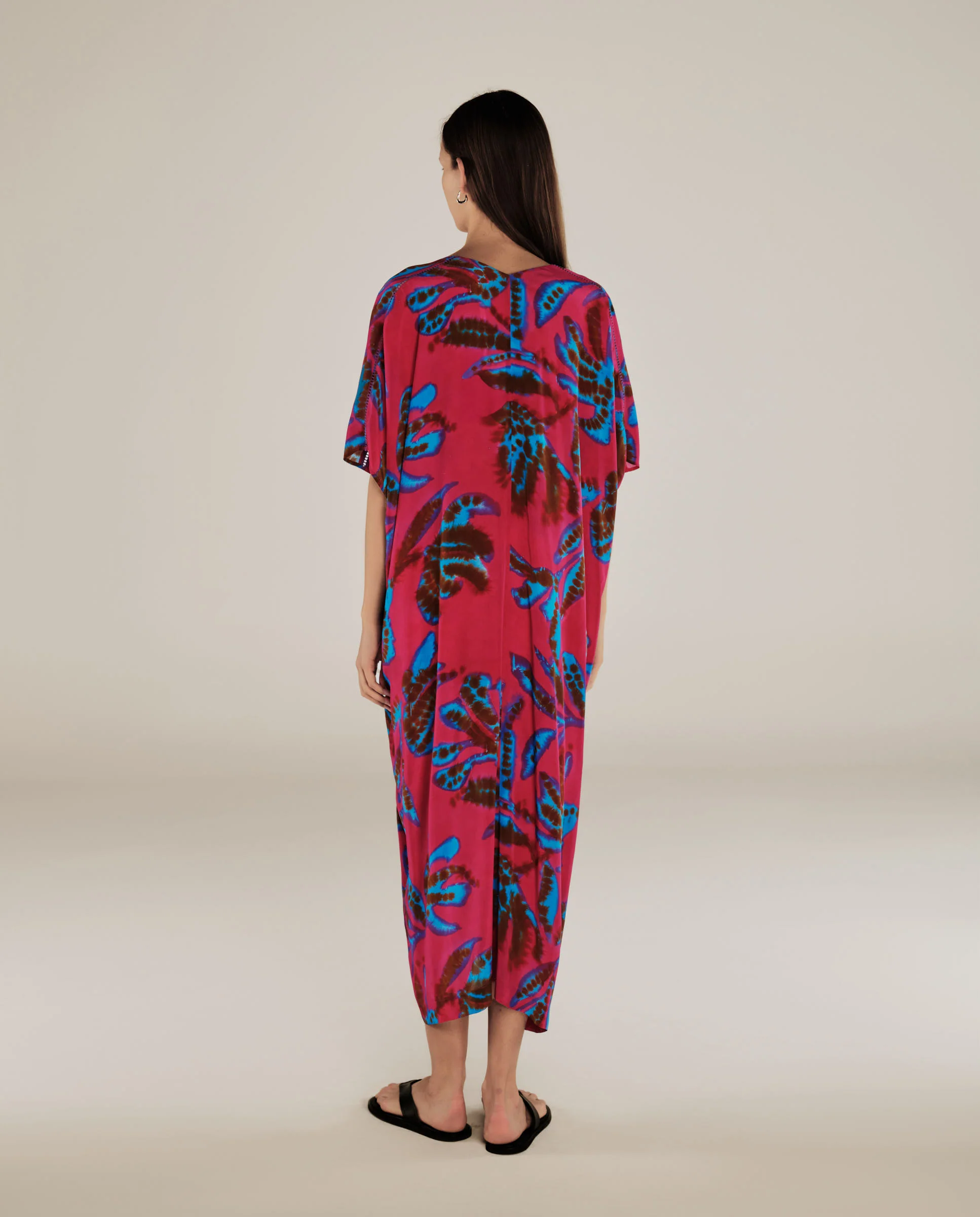 CHETANA | Magenta & Blue Flower Knot-Front Tunic - Image 3