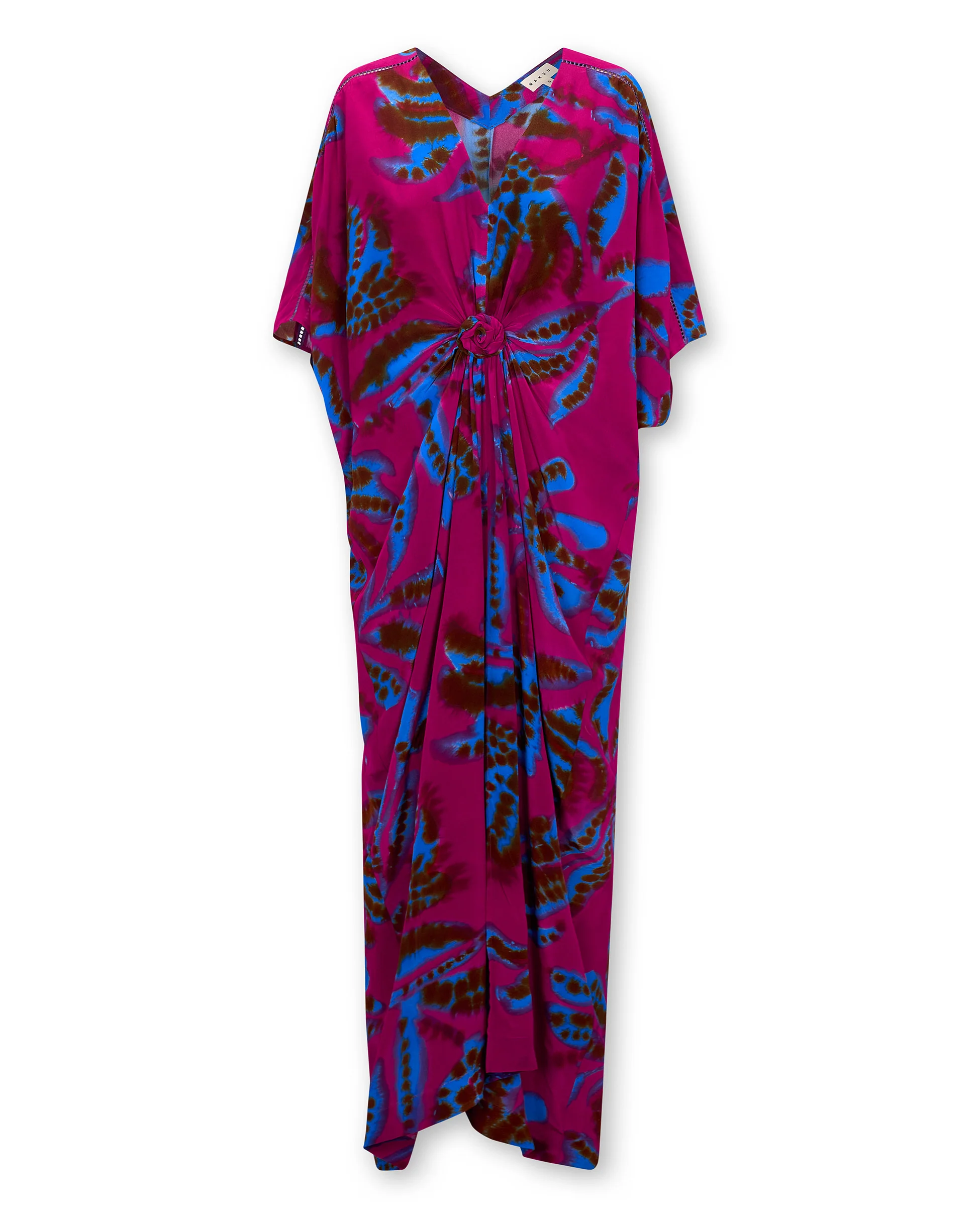 CHETANA | Magenta & Blue Flower Knot-Front Tunic - Image 4