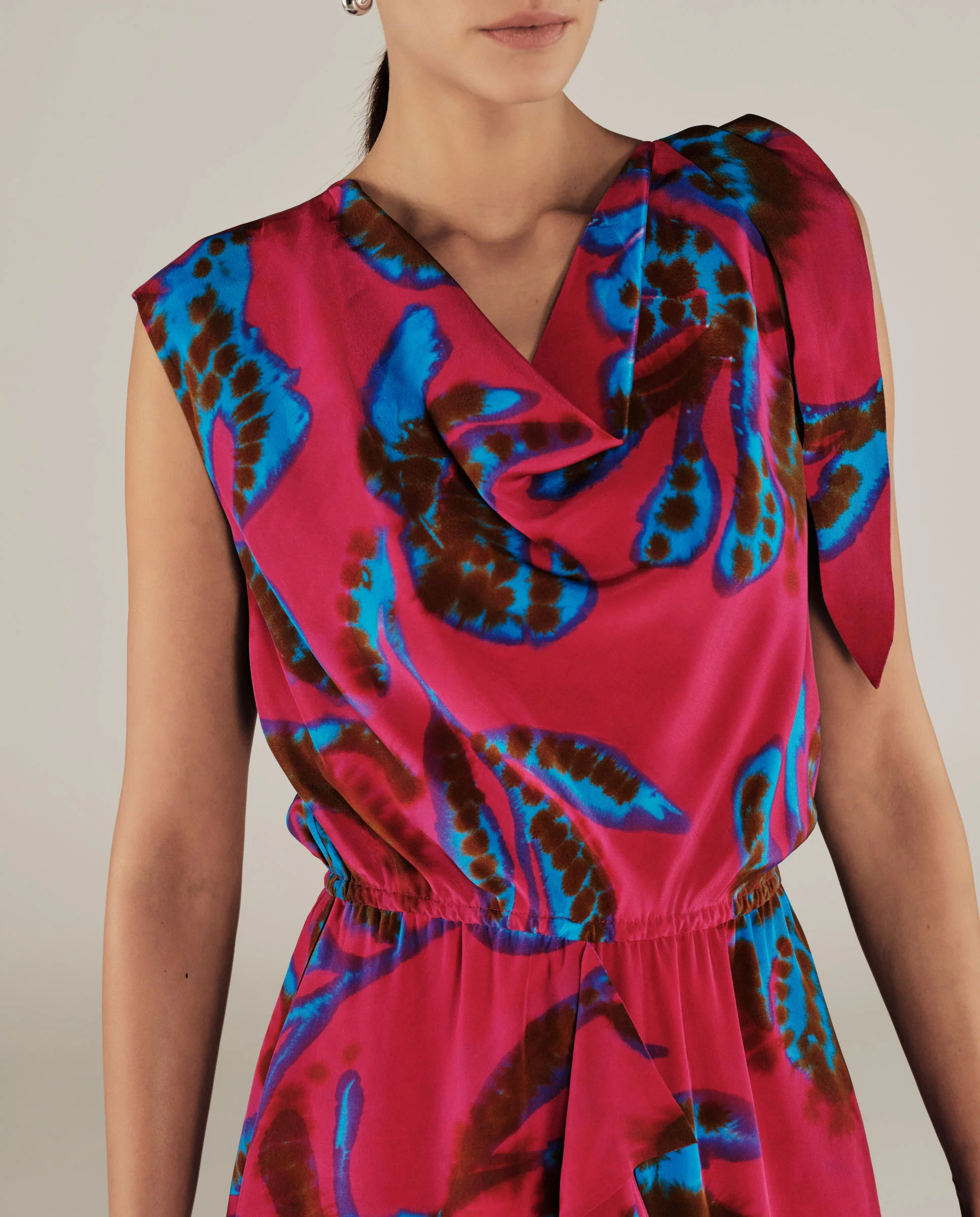 CHETANA | Magenta & Blue Flower Short Dress - Image 3