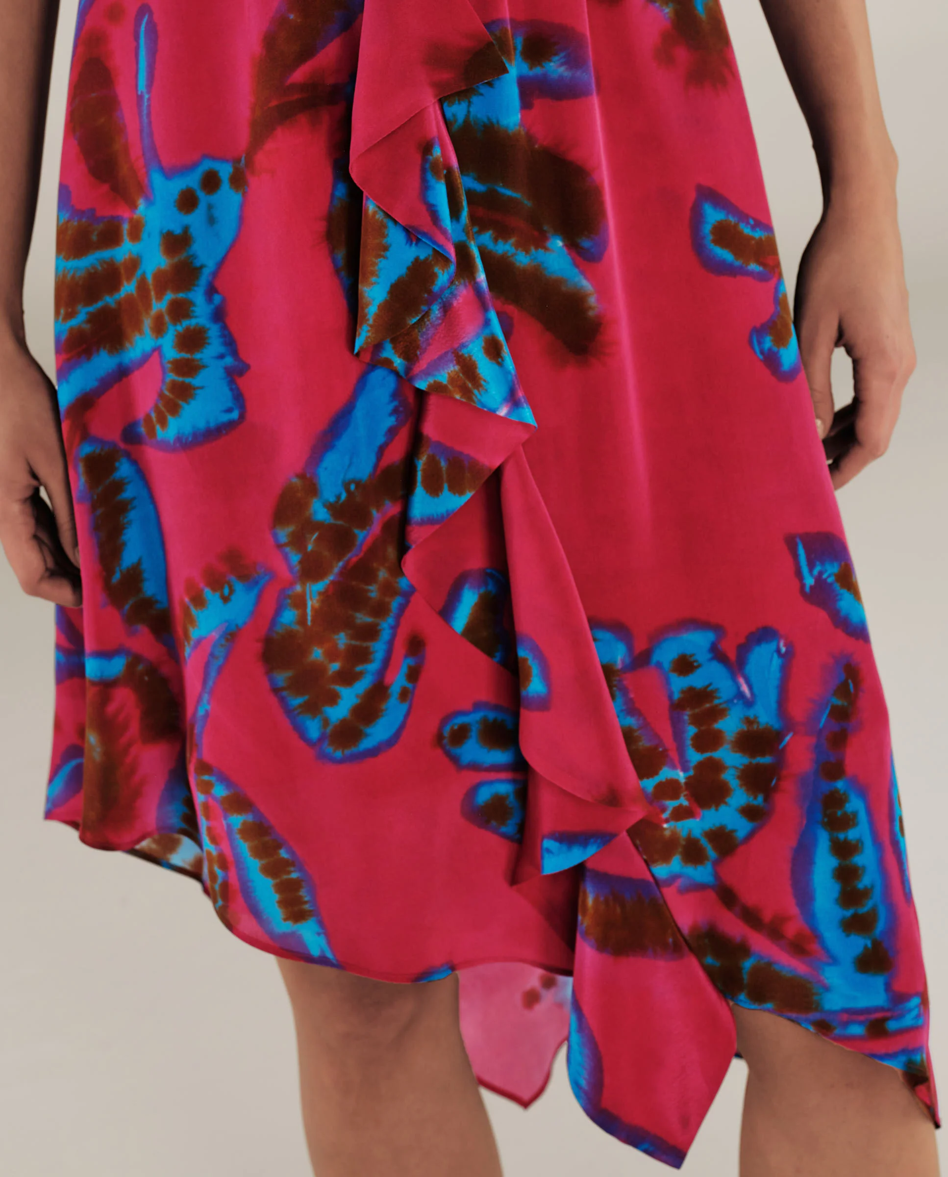 CHETANA | Magenta & Blue Flower Short Dress - Image 4