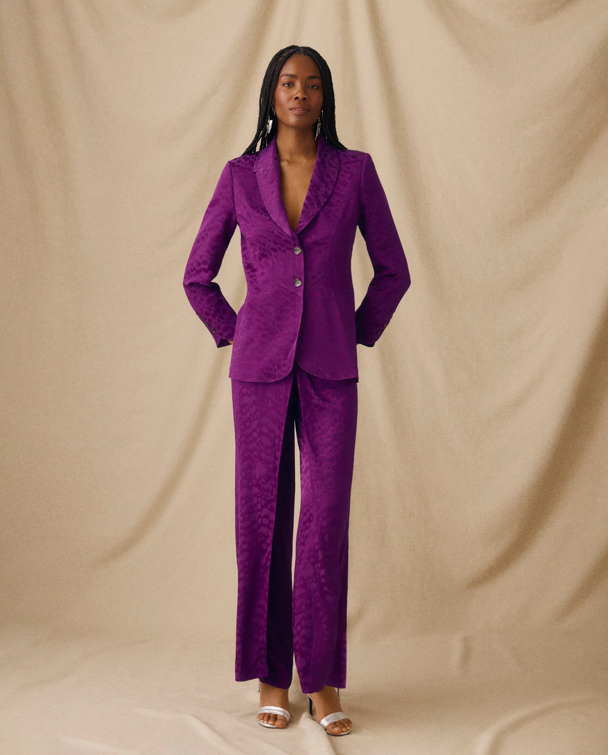 CICELEY | Magenta Jacquard Fitted Blazer - Image 16