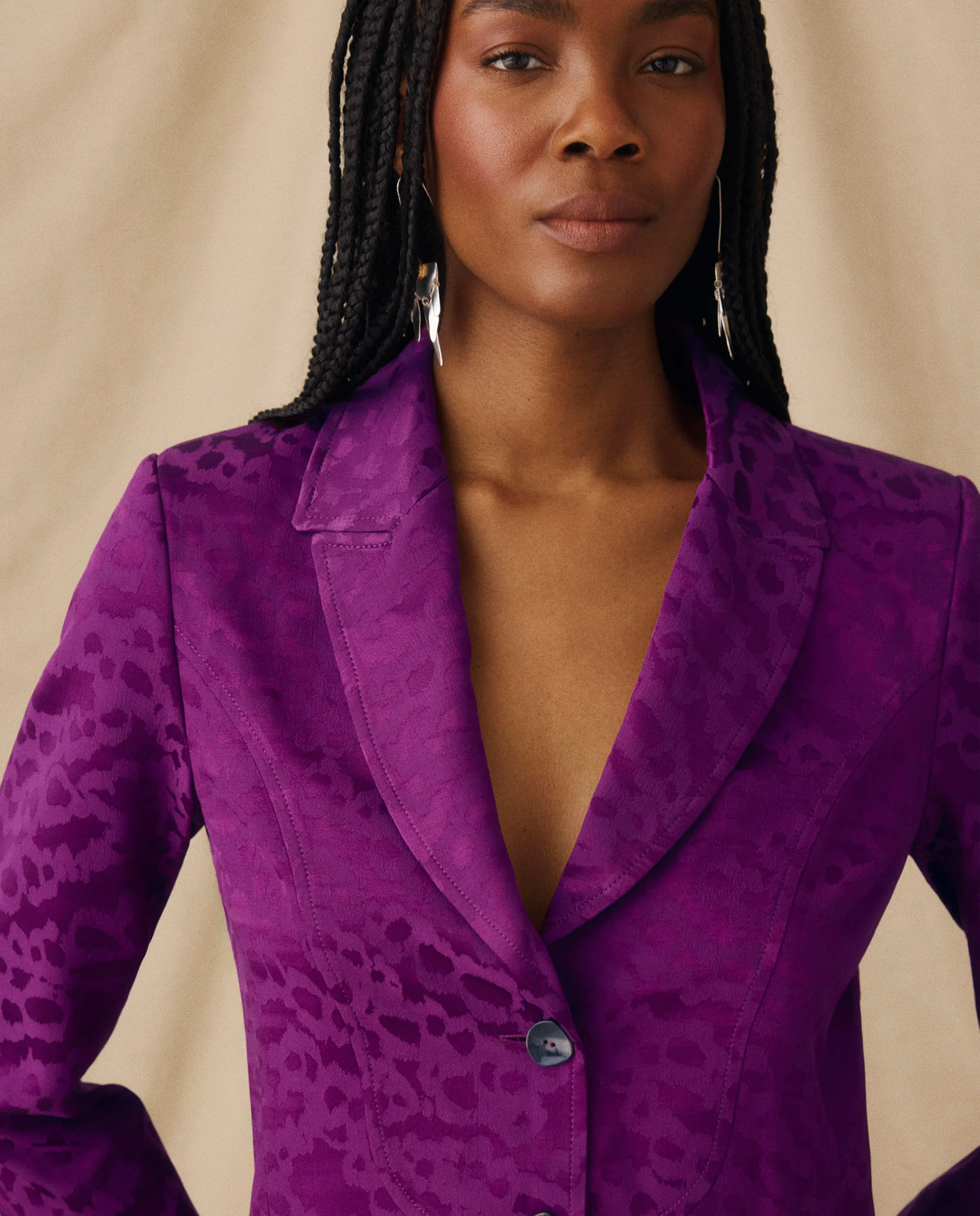 CICELEY | Magenta Jacquard Fitted Blazer - Image 18