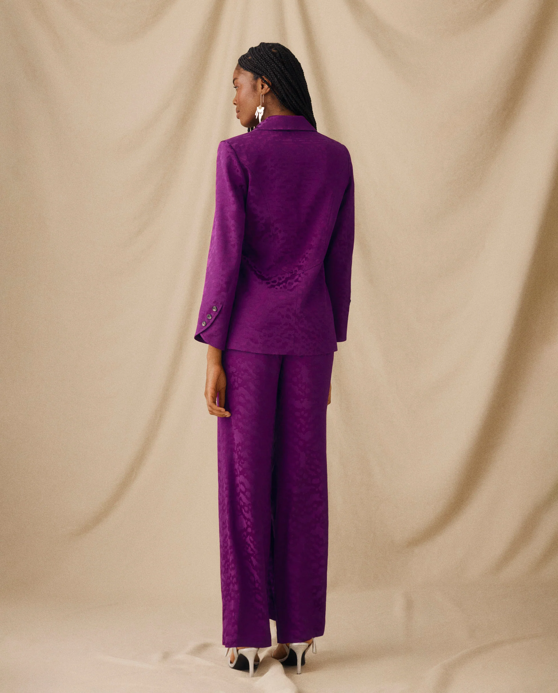 CICELEY | Magenta Jacquard Fitted Blazer - Image 20