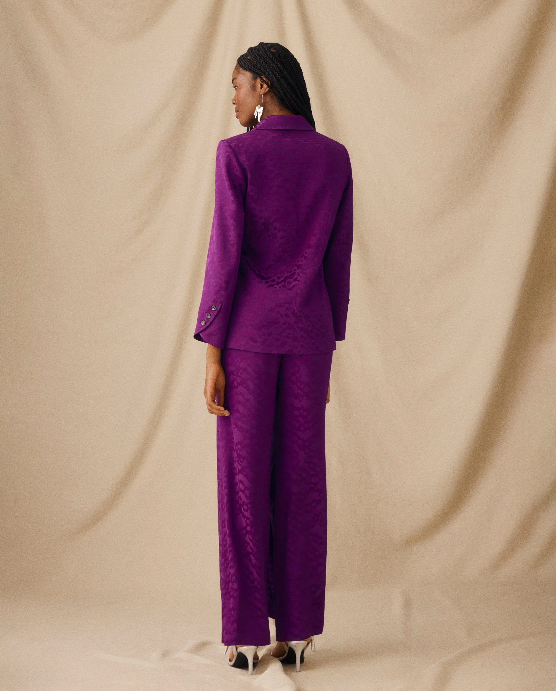CICELEY | Magenta Jacquard Fitted Blazer - Image 5