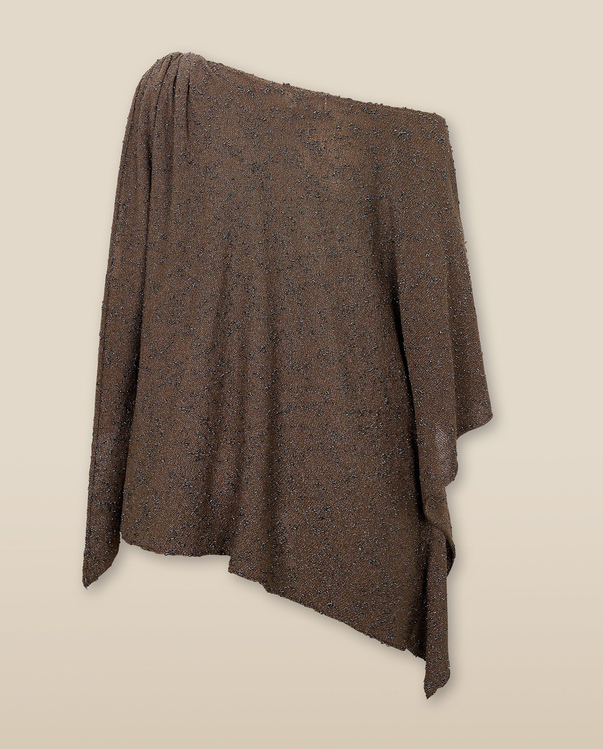 CLIVIA | Metallic Silver Asymmetric Knitted Cape - Image 5