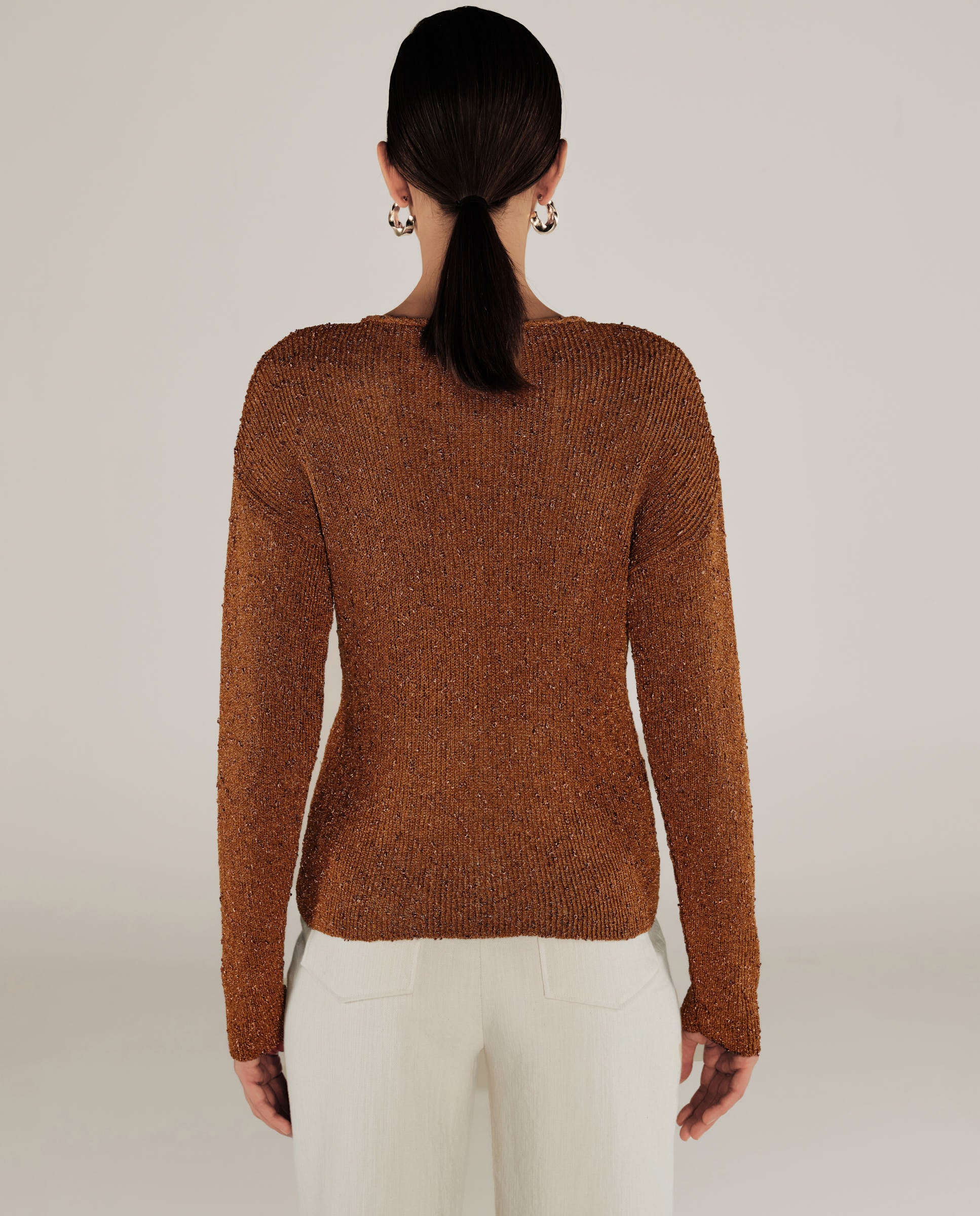 CLIVIA | Ochre Sparkle Button Sweater - Image 4