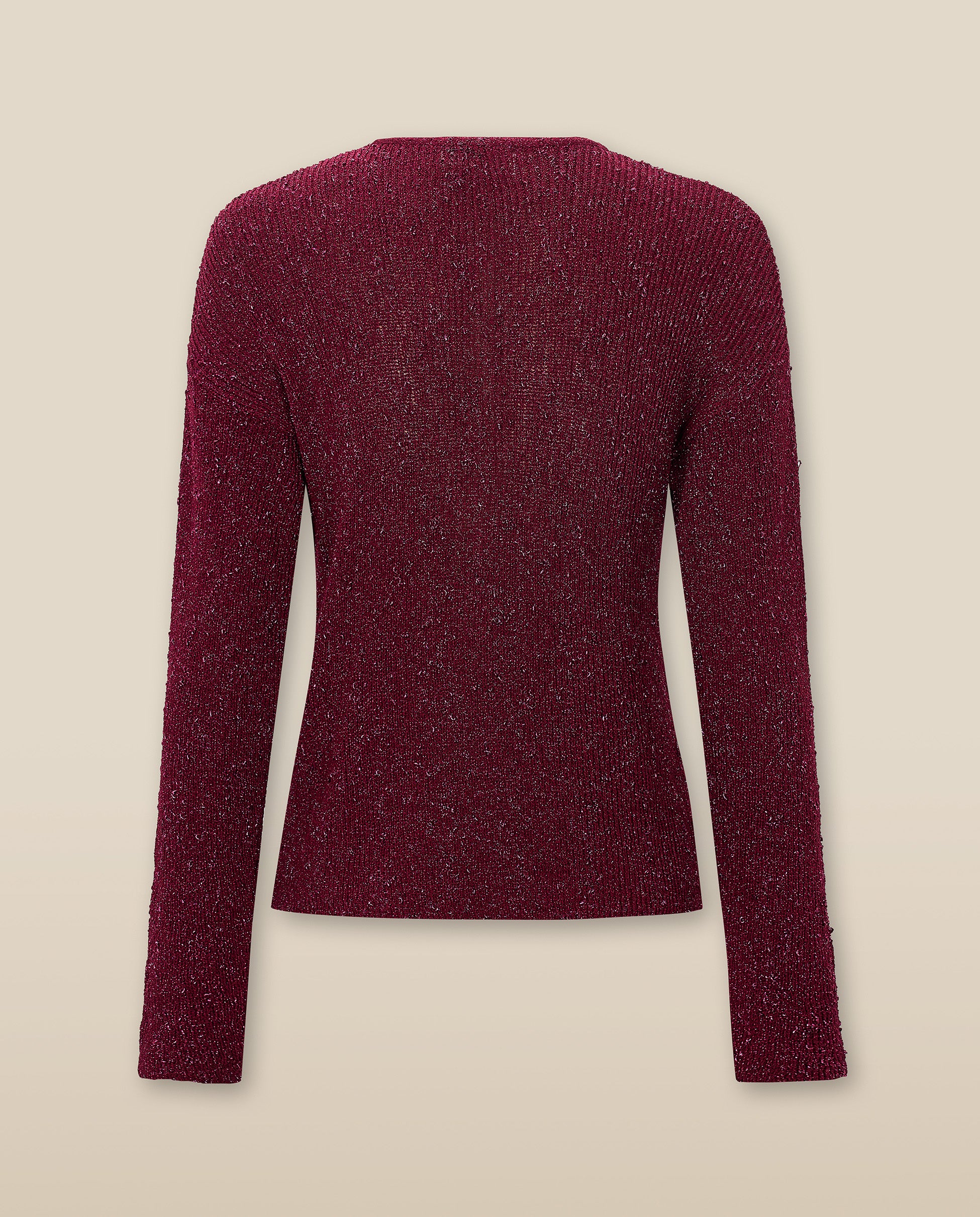 CLIVIA | Strawberry Red Sparkle Button Sweater - Image 5