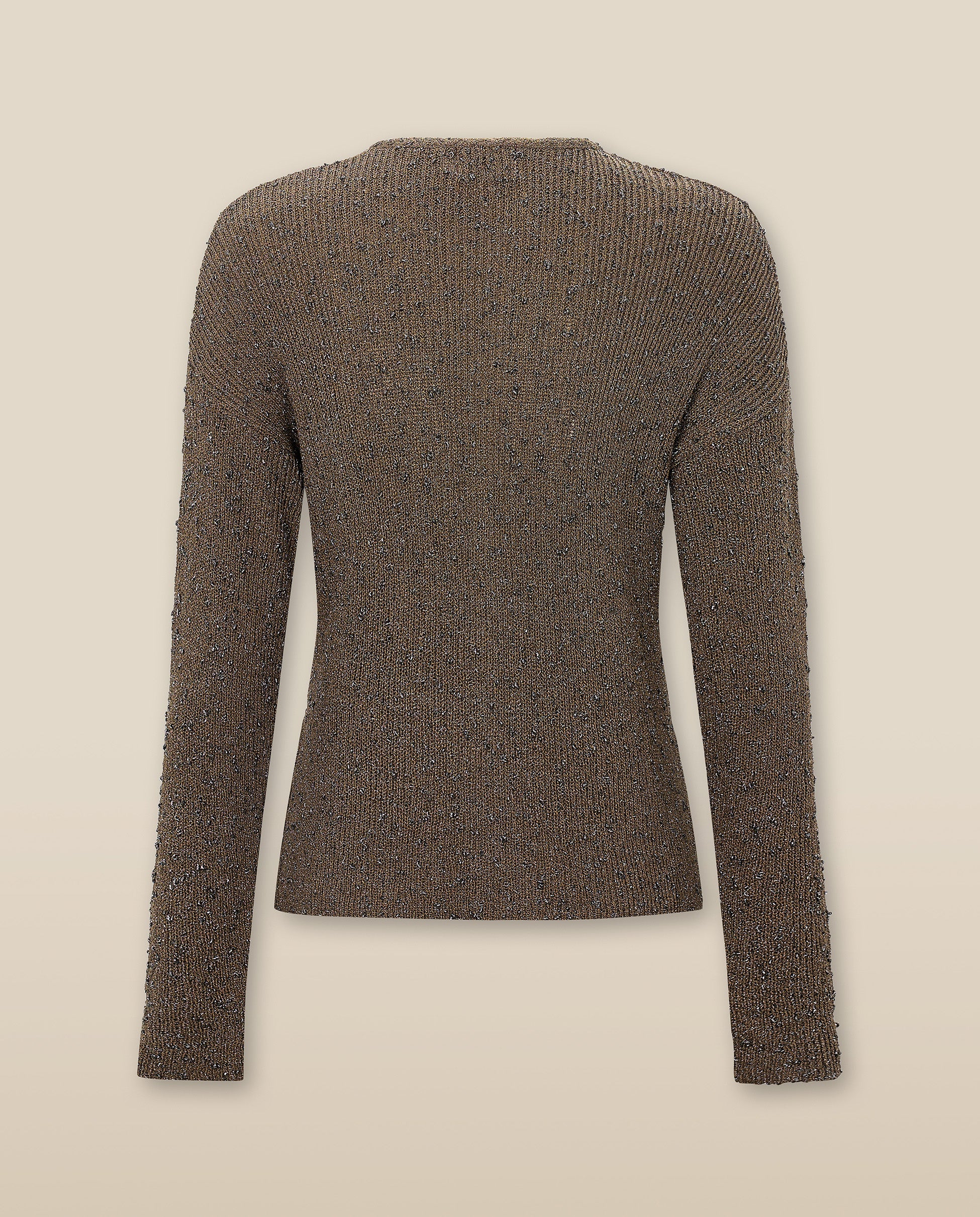 CLIVIA | Taupe Sparkle Button Sweater - Image 5