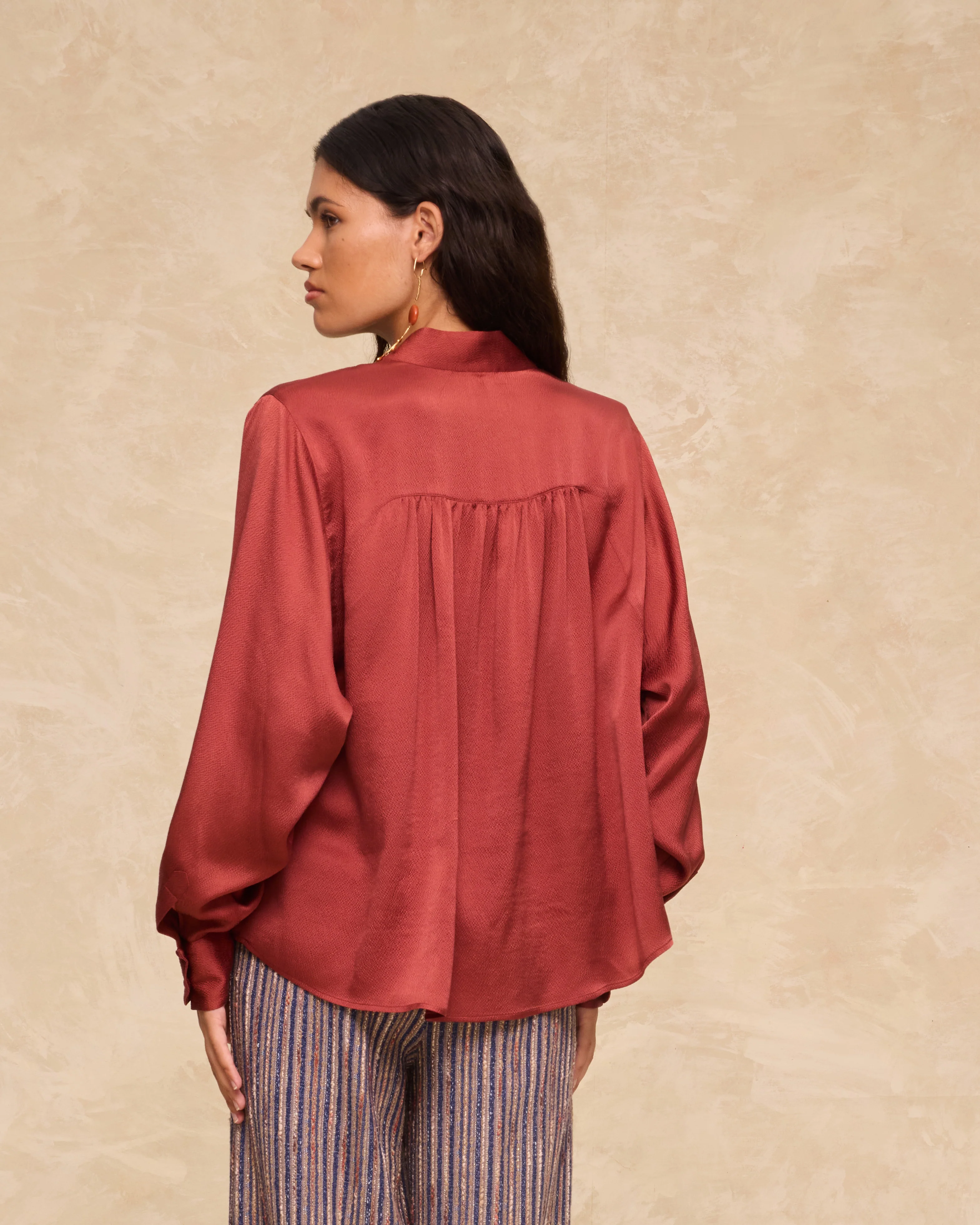 CLOE | Brick Red Silk Blouse - Image 3