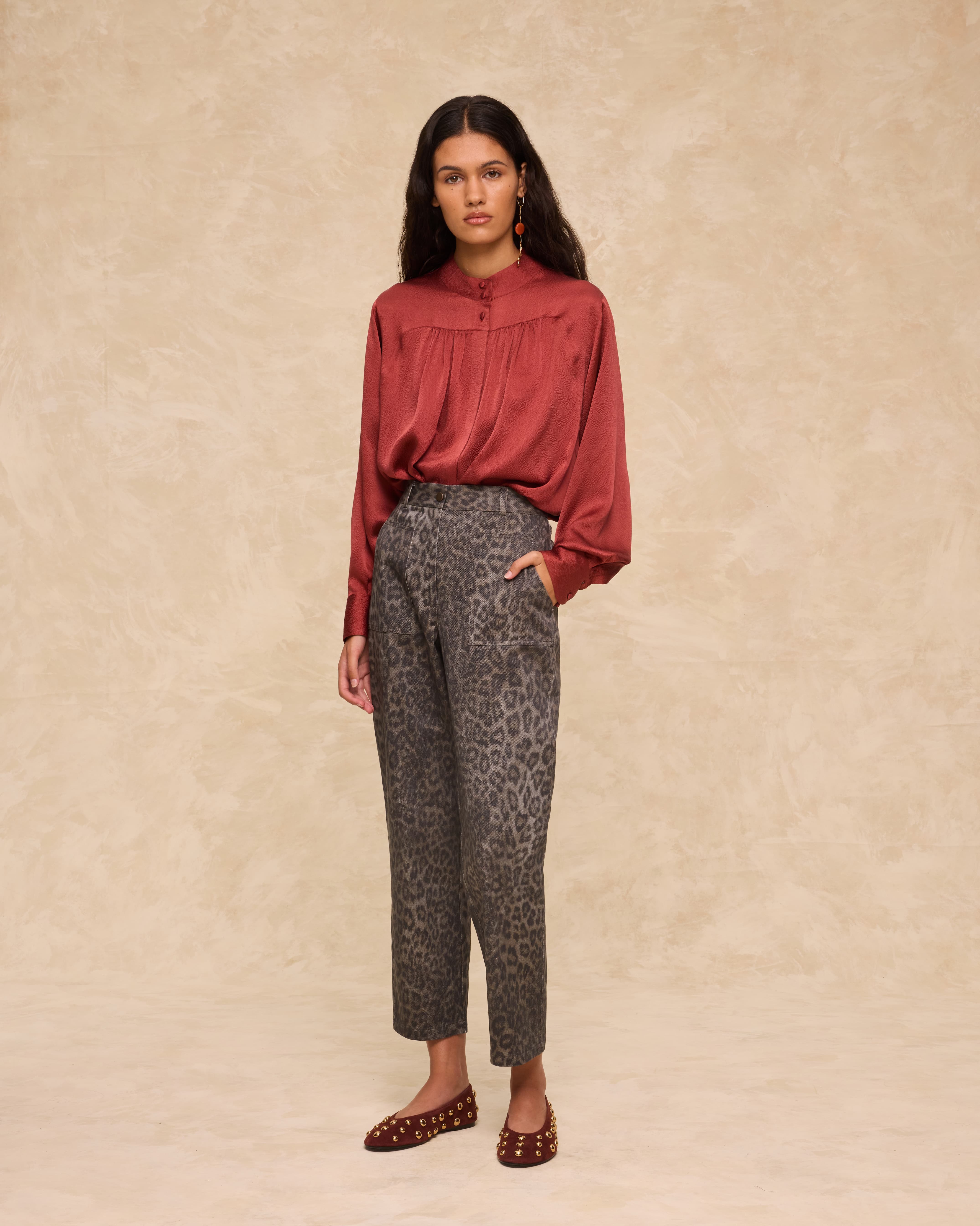 CLOE | Brick Red Silk Blouse - Image 4