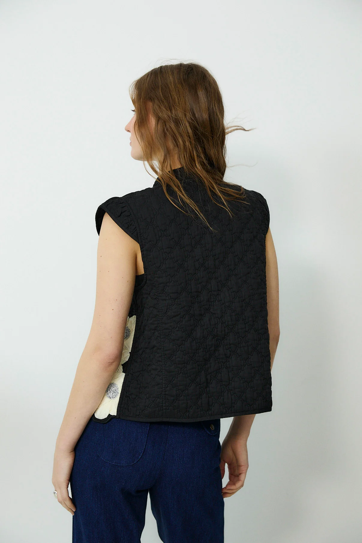 CRISTINA | Black Flower Cotton Vest - Image 5