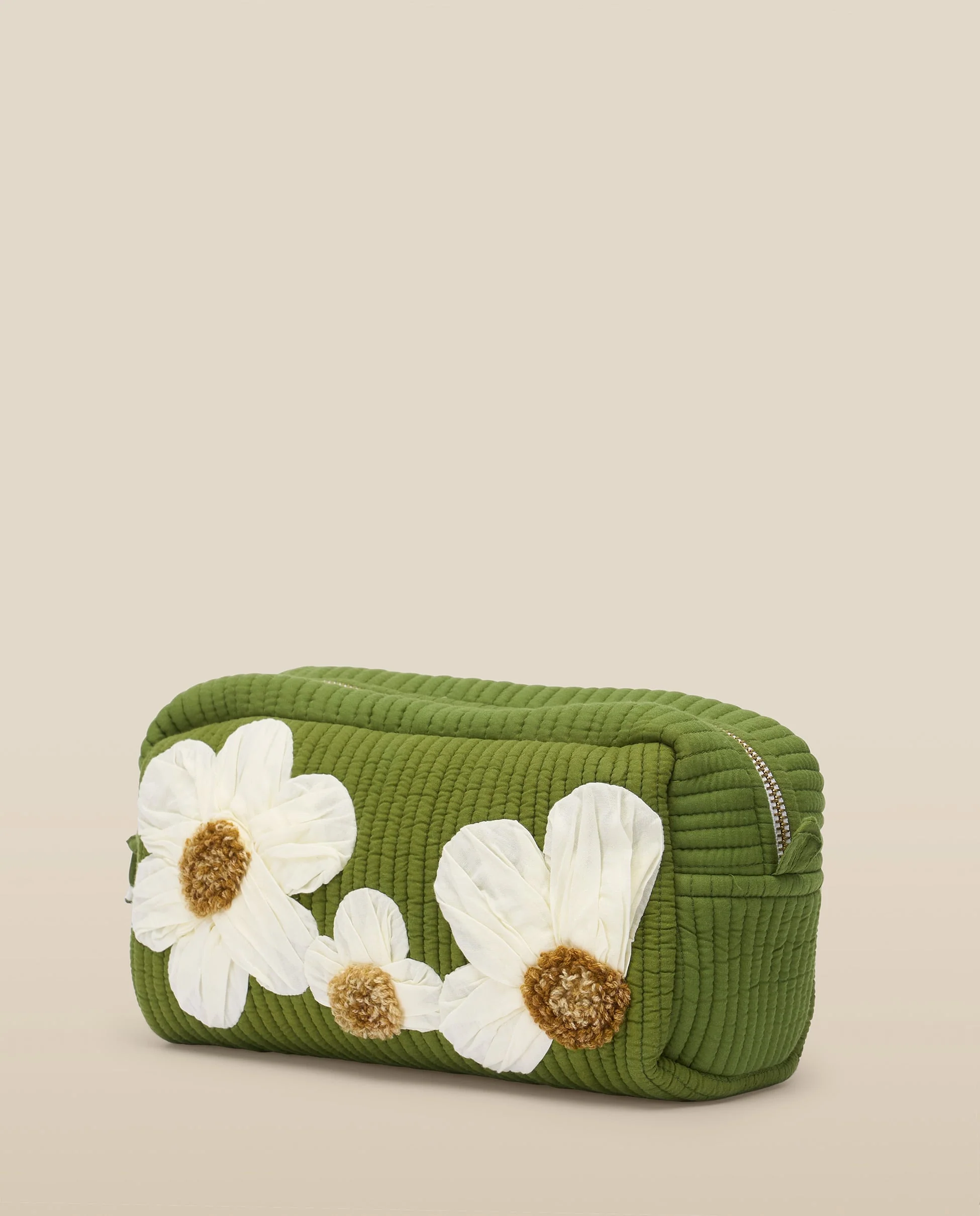 CRISTINA | Green Flower Cotton Makeup Bag - Image 4