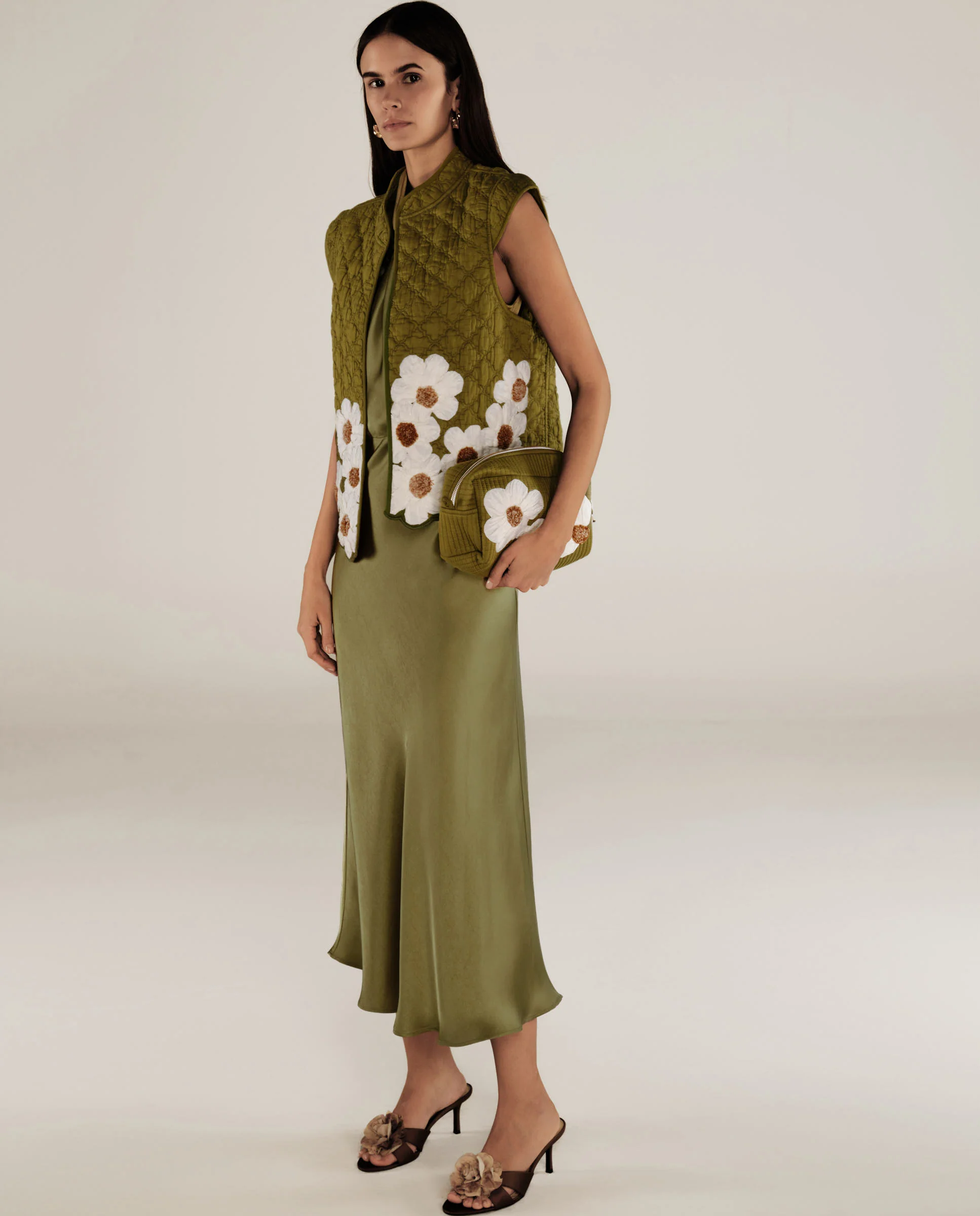 CRISTINA | Green Flower Cotton Vest - Image 6