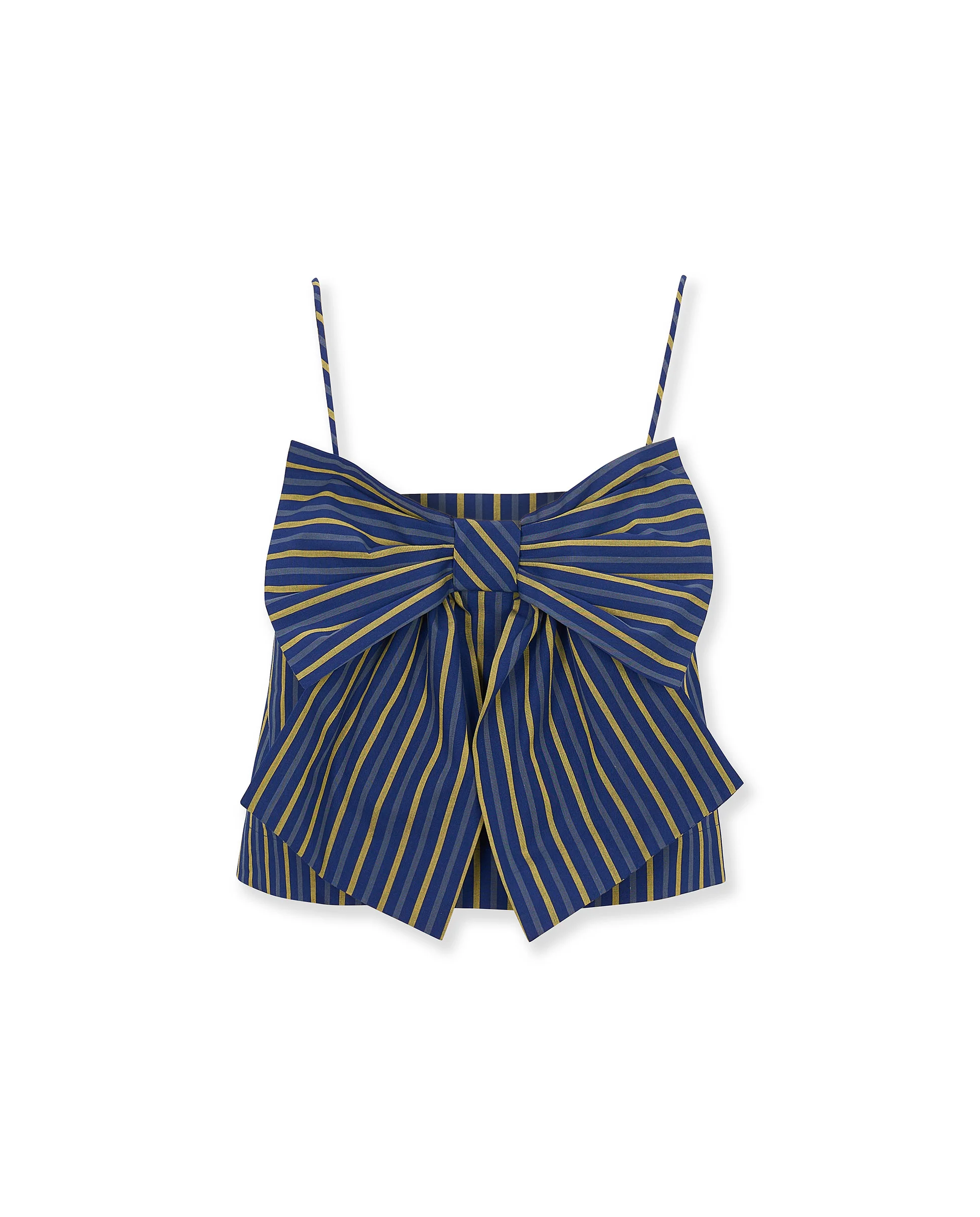 DARIA | Blue Striped Cotton Bow Top - Image 5